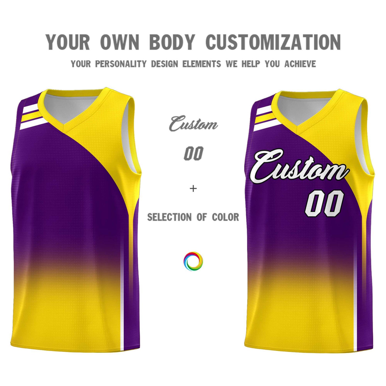 Custom Purple Gold Gradient Fashion Sets Sports Uniform Basketball Jersey