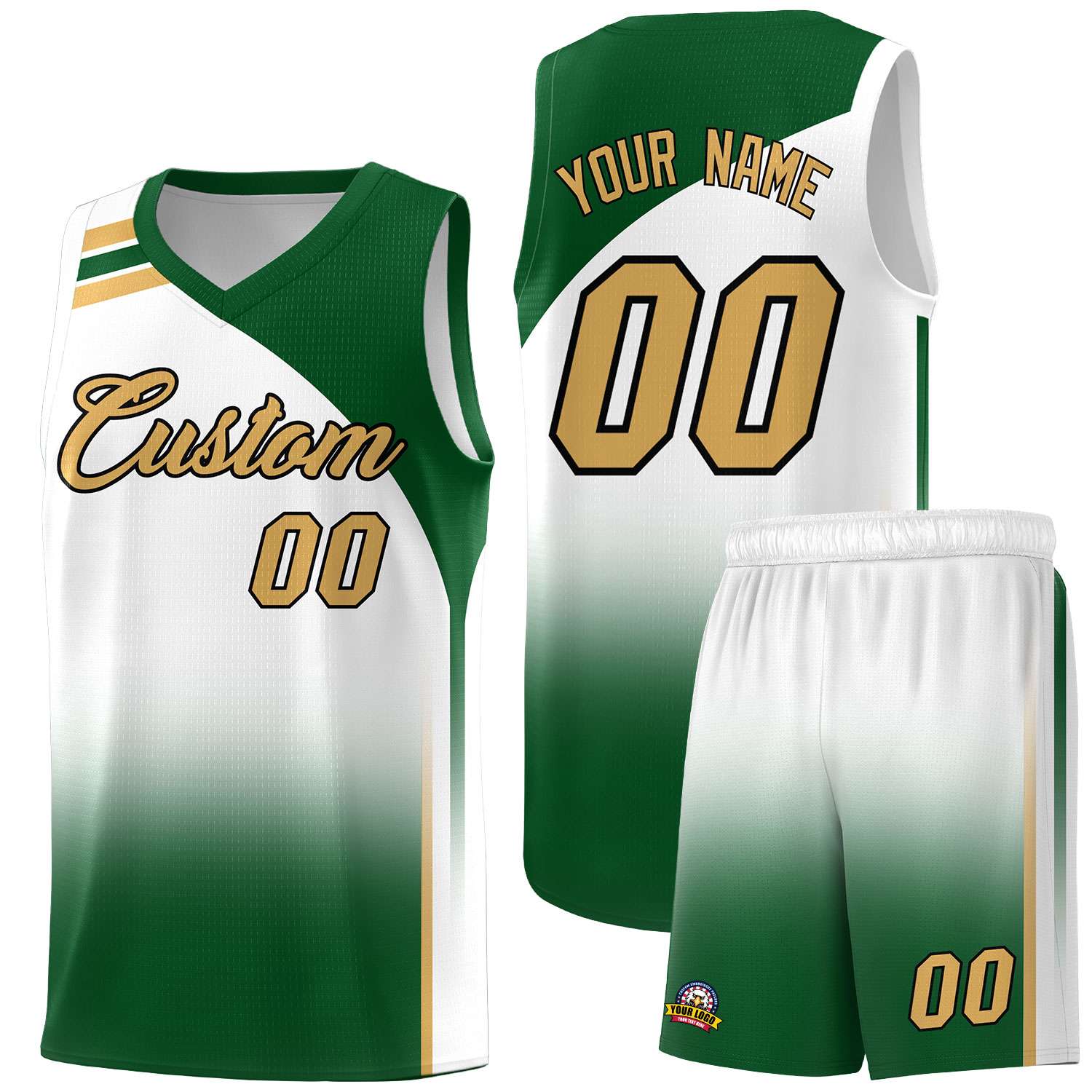 Custom White and Teal Gradient Fashion Sets Sports Uniform Basketball Jersey