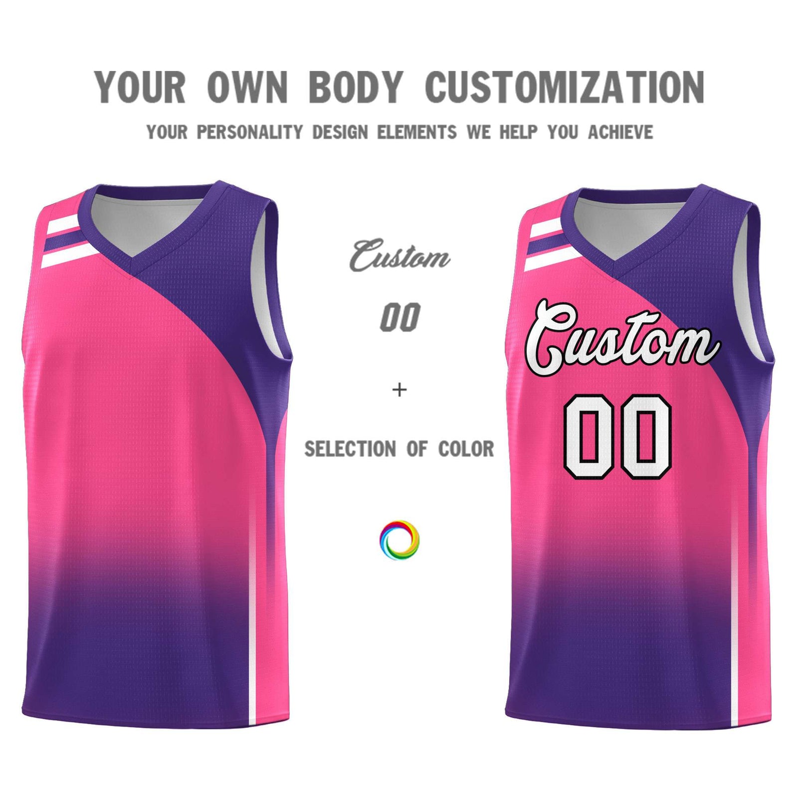 Custom Pink Purple Gradient Fashion Sets Sports Uniform Basketball Jersey