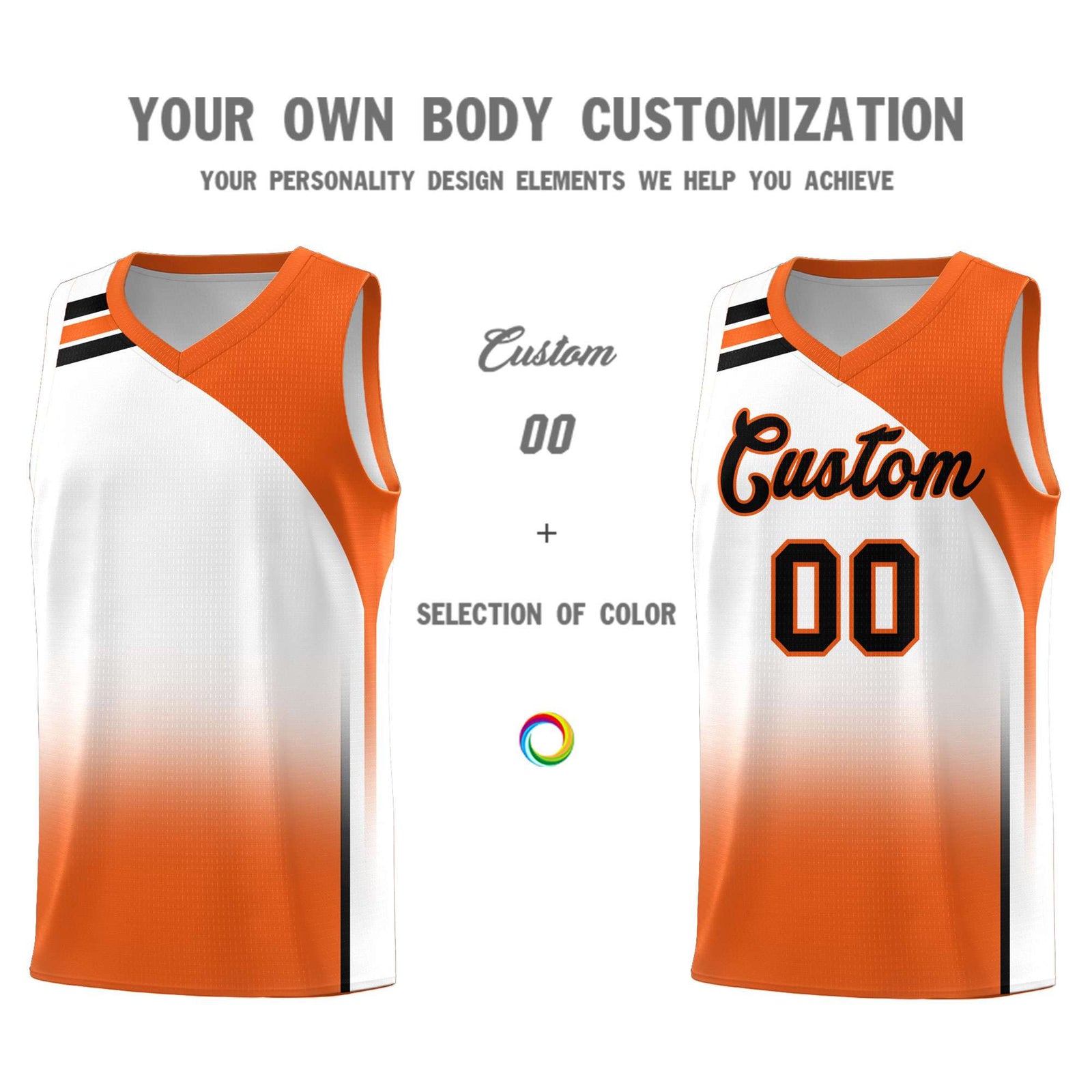 Custom White Orange Gradient Fashion Sets Sports Uniform Basketball Jersey