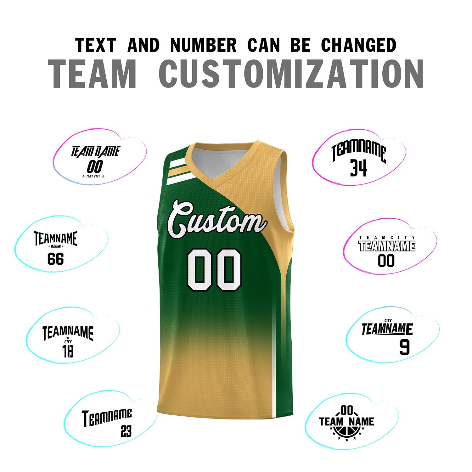 Custom Green Buckskin Brown Gradient Fashion Sets Sports Uniform Basketball Jersey