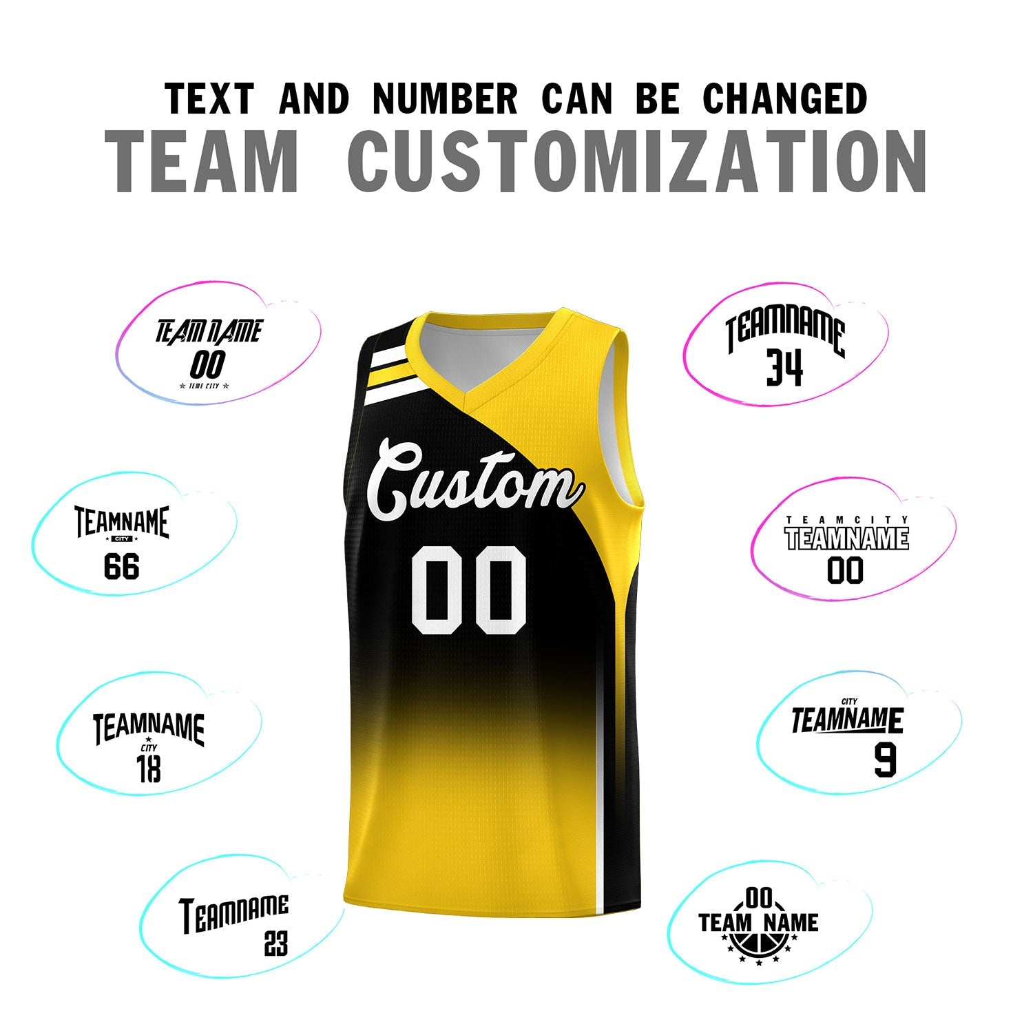 Custom Black Gold Gradient Fashion Sets Sports Uniform Basketball Jersey
