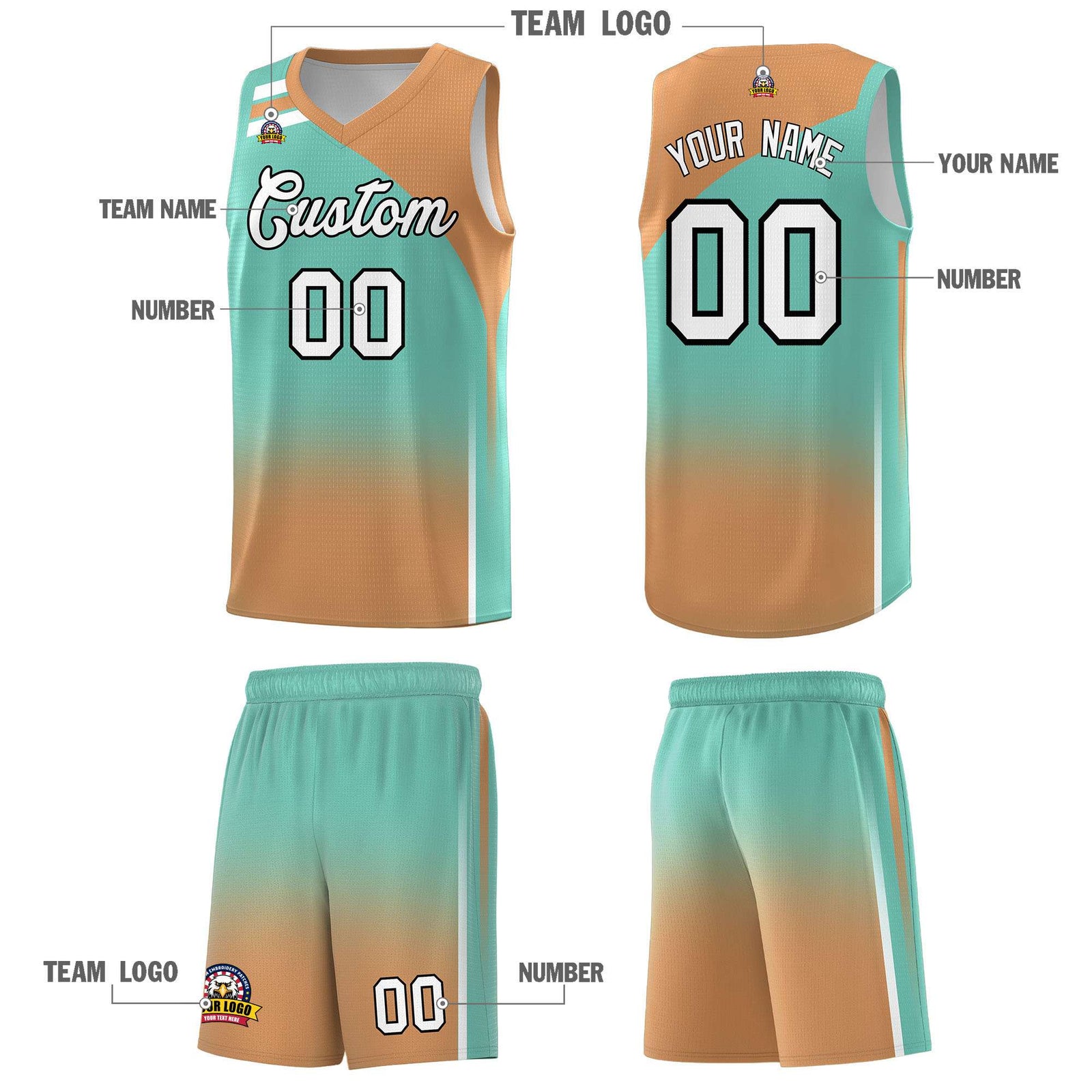 Custom Navy Buckskin Brown Gradient Fashion Sets Sports Uniform Basketball Jersey