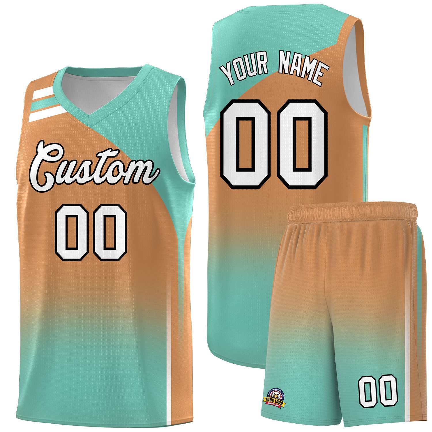 Custom Buckskin Brown Bright Green Gradient Fashion Sets Sports Uniform Basketball Jersey