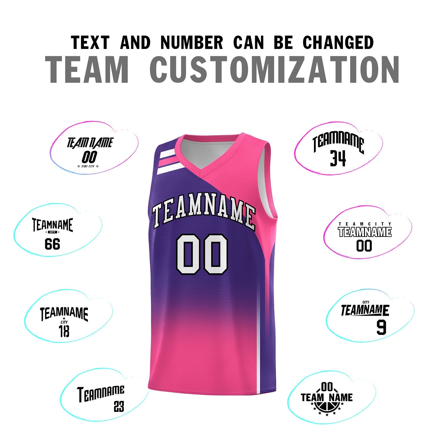 Custom Purple Pink Gradient Fashion Sets Sports Uniform Basketball Jersey