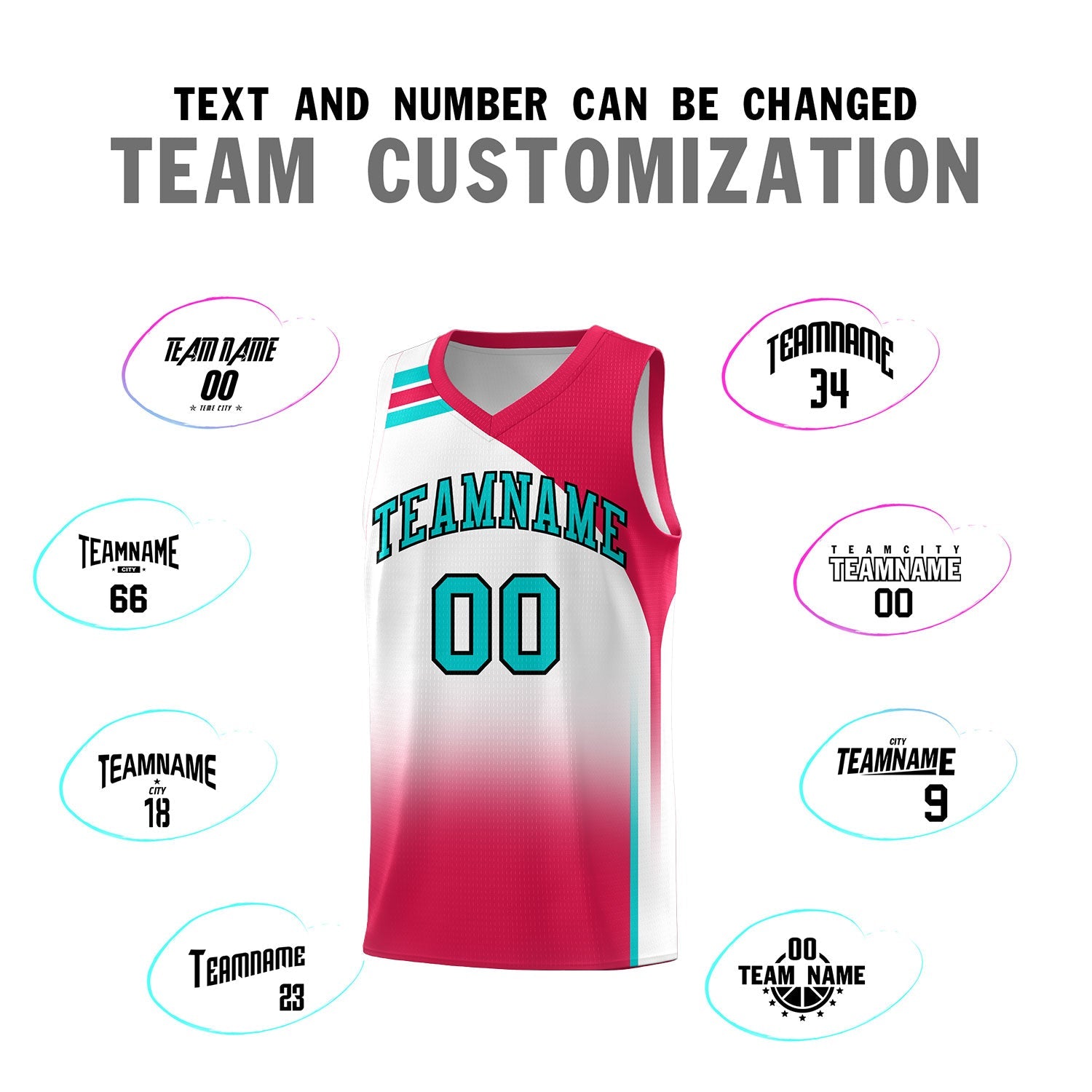 Custom White Red Gradient Fashion Sets Sports Uniform Basketball Jersey