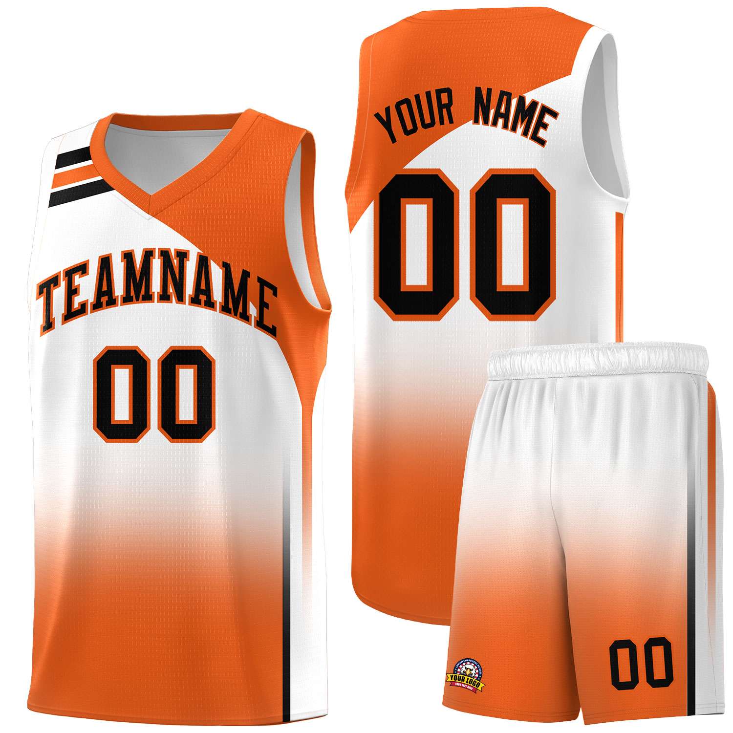Custom White Orange Gradient Fashion Sets Sports Uniform Basketball Jersey