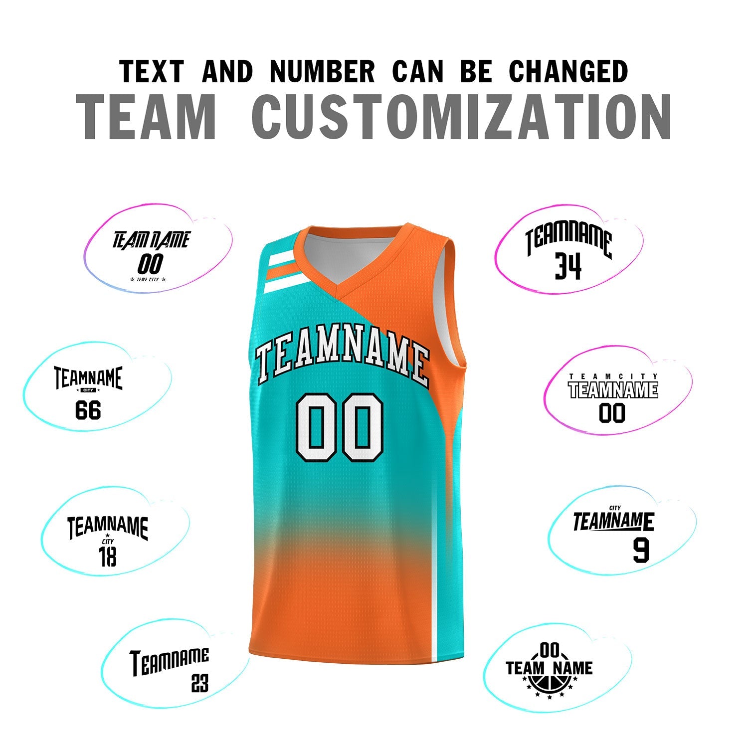 Custom Aqua Orange Gradient Fashion Sets Sports Uniform Basketball Jersey