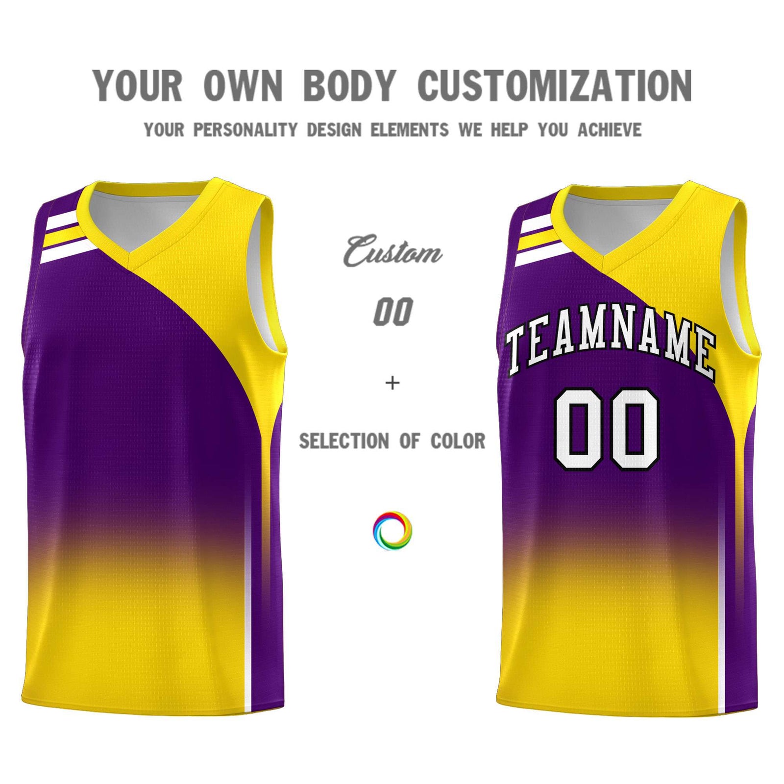 Custom Purple Gold Gradient Fashion Sets Sports Uniform Basketball Jersey