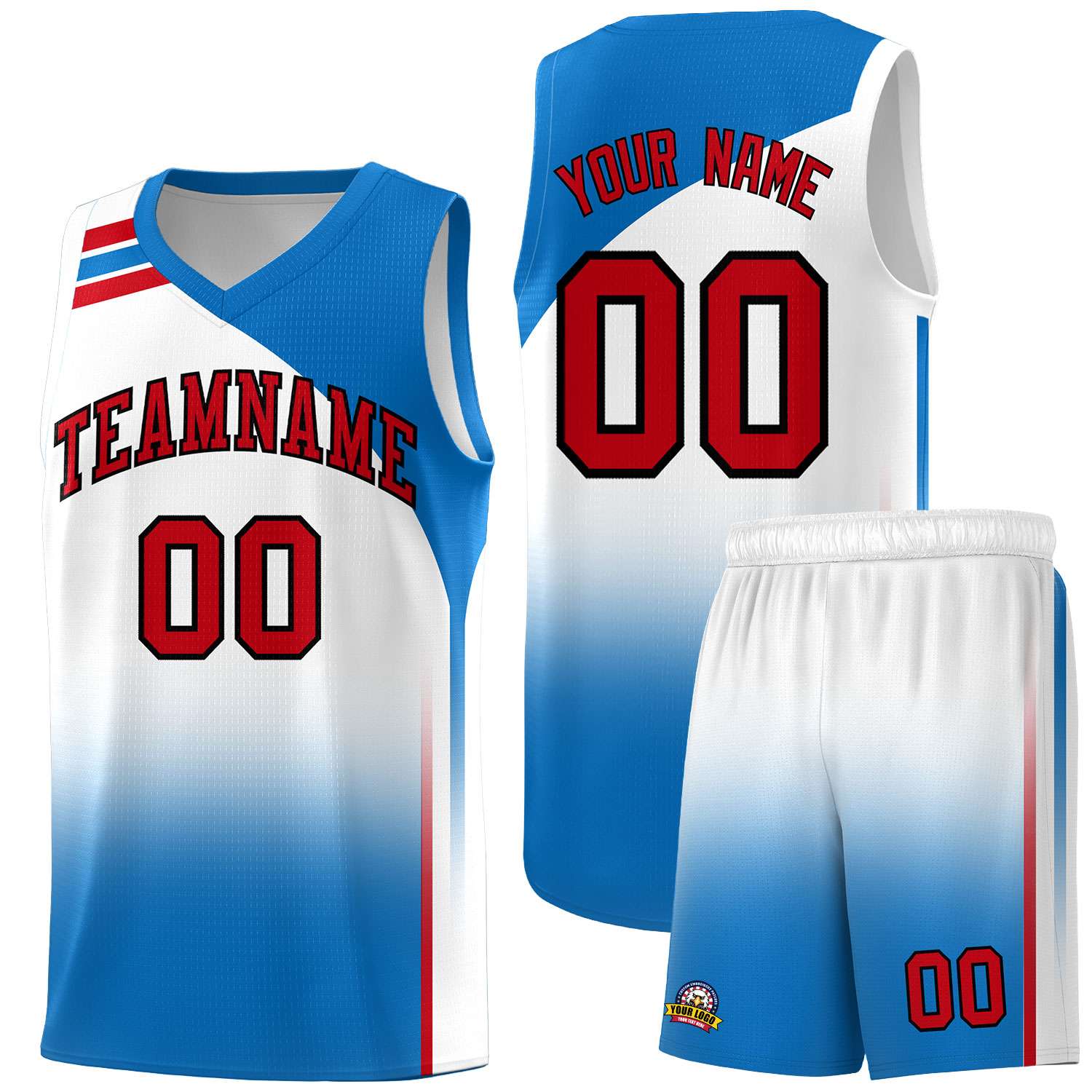 Custom White Royal Gradient Fashion Sets Sports Uniform Basketball Jersey