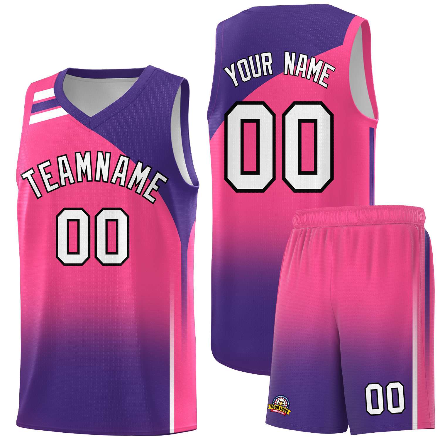 Custom Pink Purple Gradient Fashion Sets Sports Uniform Basketball Jersey