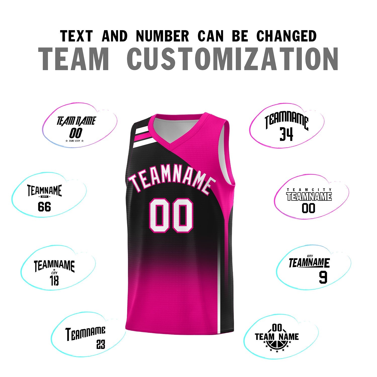 Custom Black Pink Gradient Fashion Sets Sports Uniform Basketball Jersey
