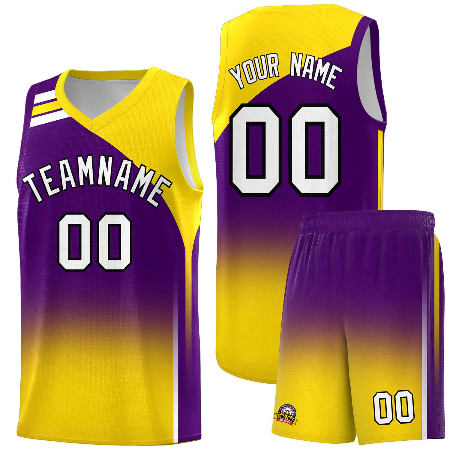 Custom Purple Gold Gradient Fashion Sets Sports Uniform Basketball Jersey