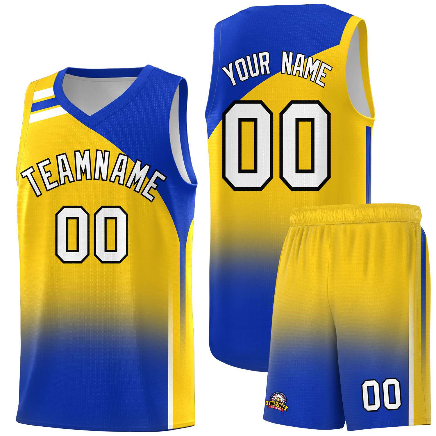 Custom Gold Royal Gradient Fashion Sets Sports Uniform Basketball Jersey