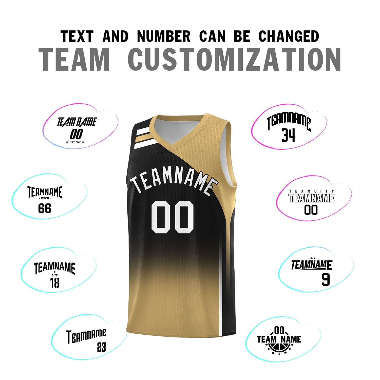 Custom Black Old Gold Gradient Fashion Sets Sports Uniform Basketball Jersey