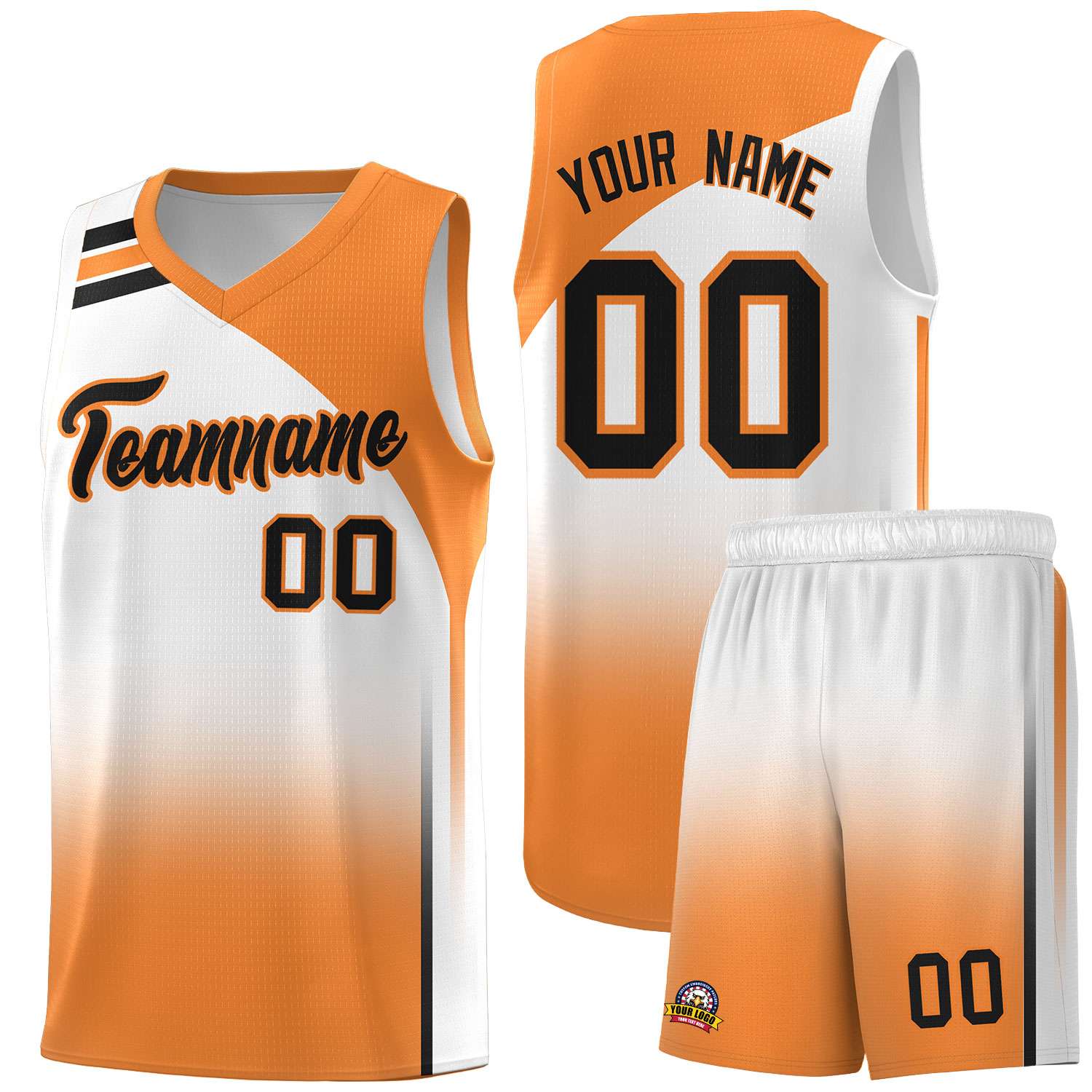 Custom White Gold Orange Gradient Fashion Sets Sports Uniform Basketball Jersey
