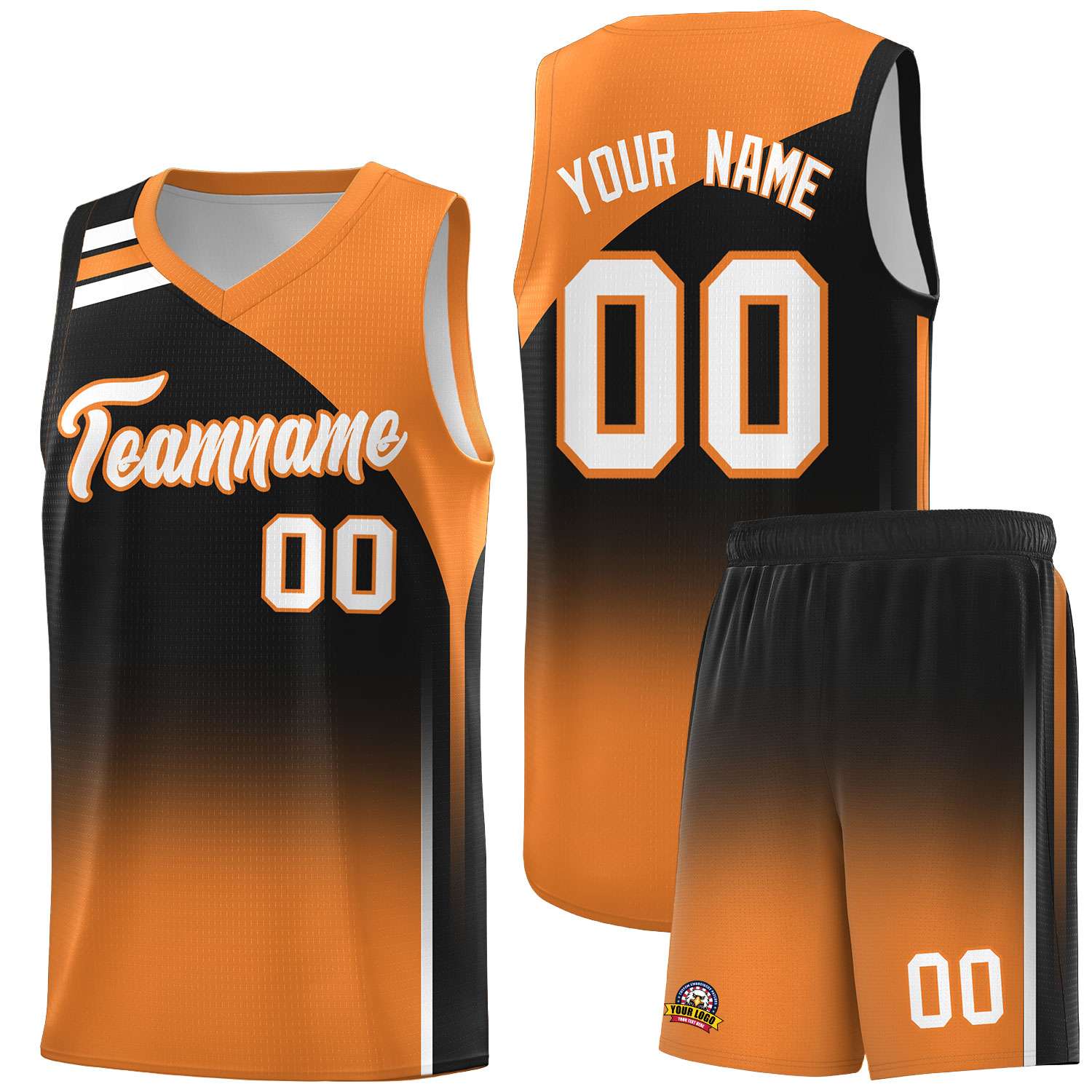 Custom Black Gold Orange Gradient Fashion Sets Sports Uniform Basketball Jersey