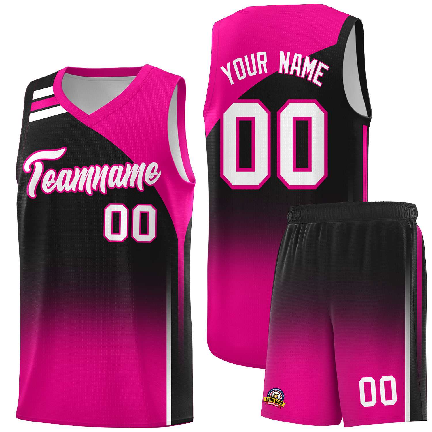 Custom Black Pink Gradient Fashion Sets Sports Uniform Basketball Jersey