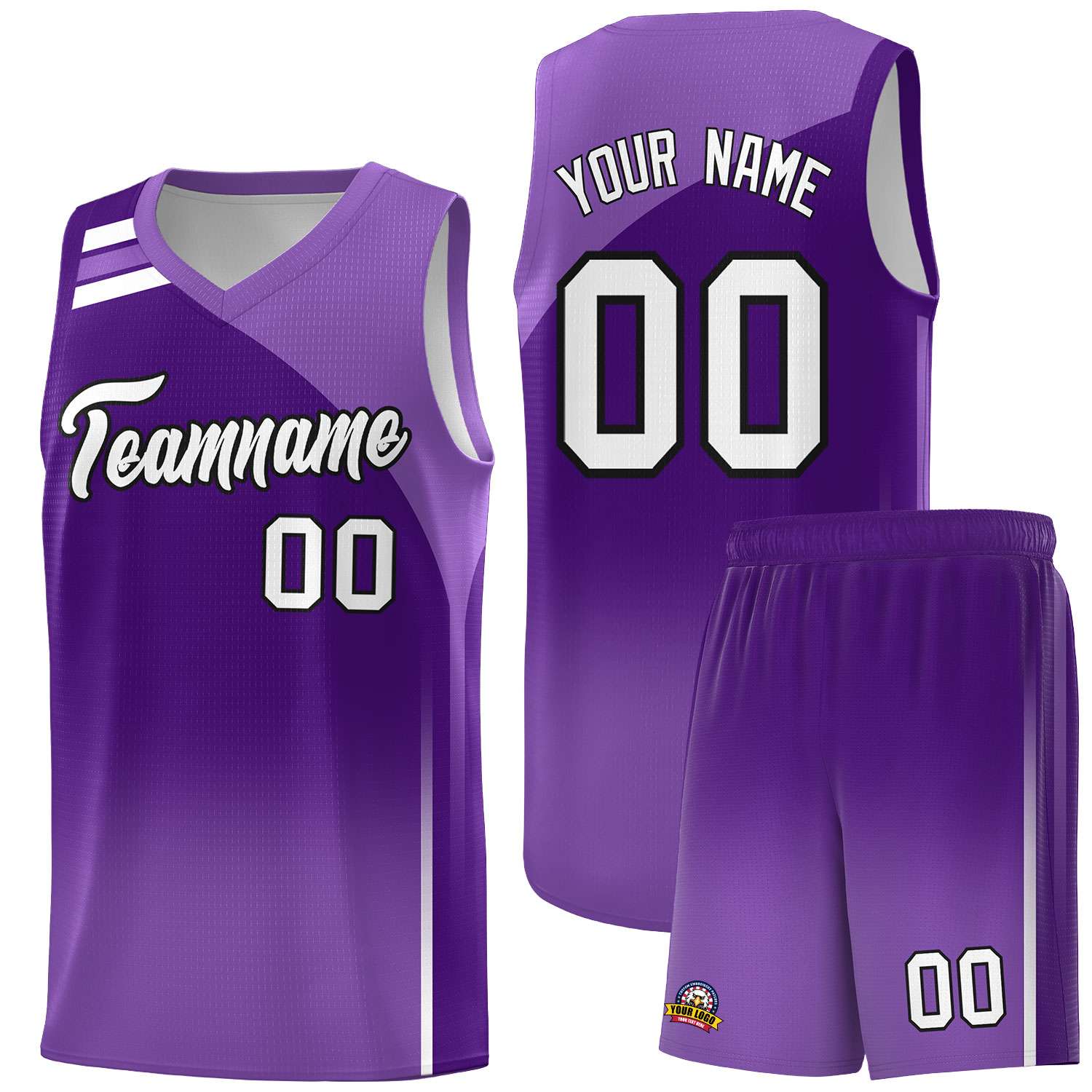 Custom Purple Purple Gradient Fashion Sets Sports Uniform Basketball Jersey