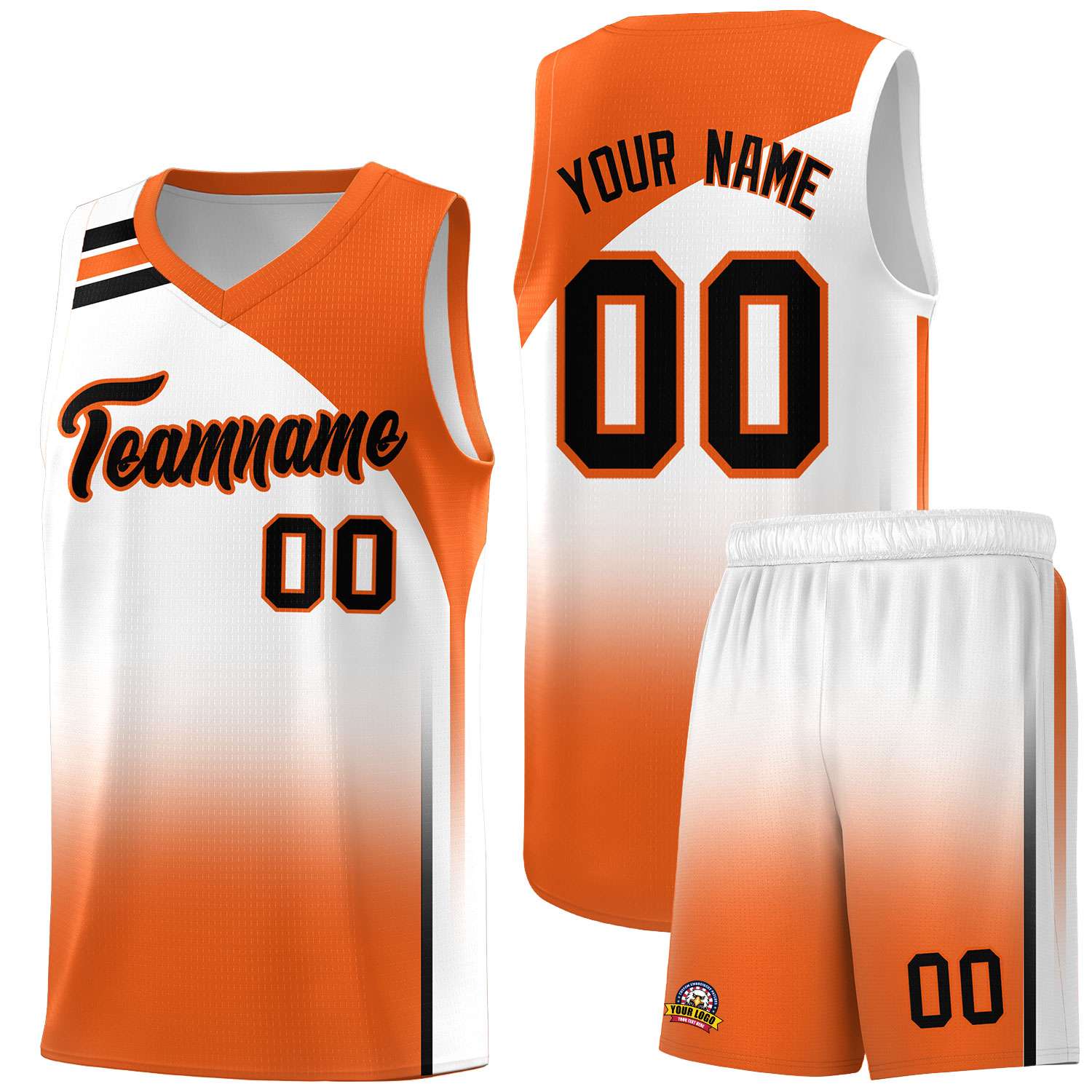 Custom White Orange Gradient Fashion Sets Sports Uniform Basketball Jersey