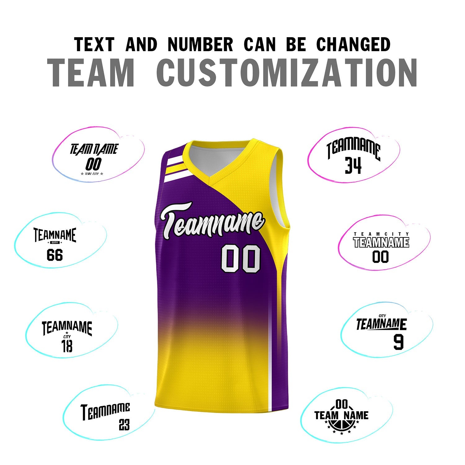 Custom Purple Gold Gradient Fashion Sets Sports Uniform Basketball Jersey