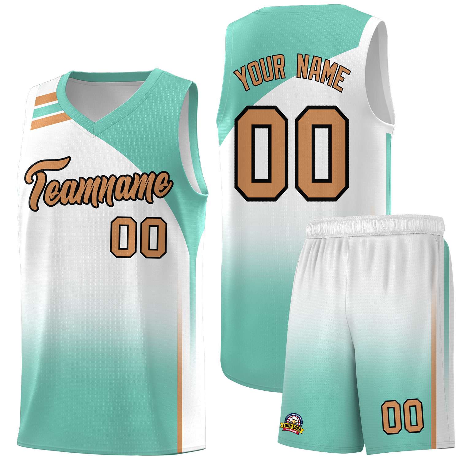 Custom White Bright Green Gradient Fashion Sets Sports Uniform Basketball Jersey