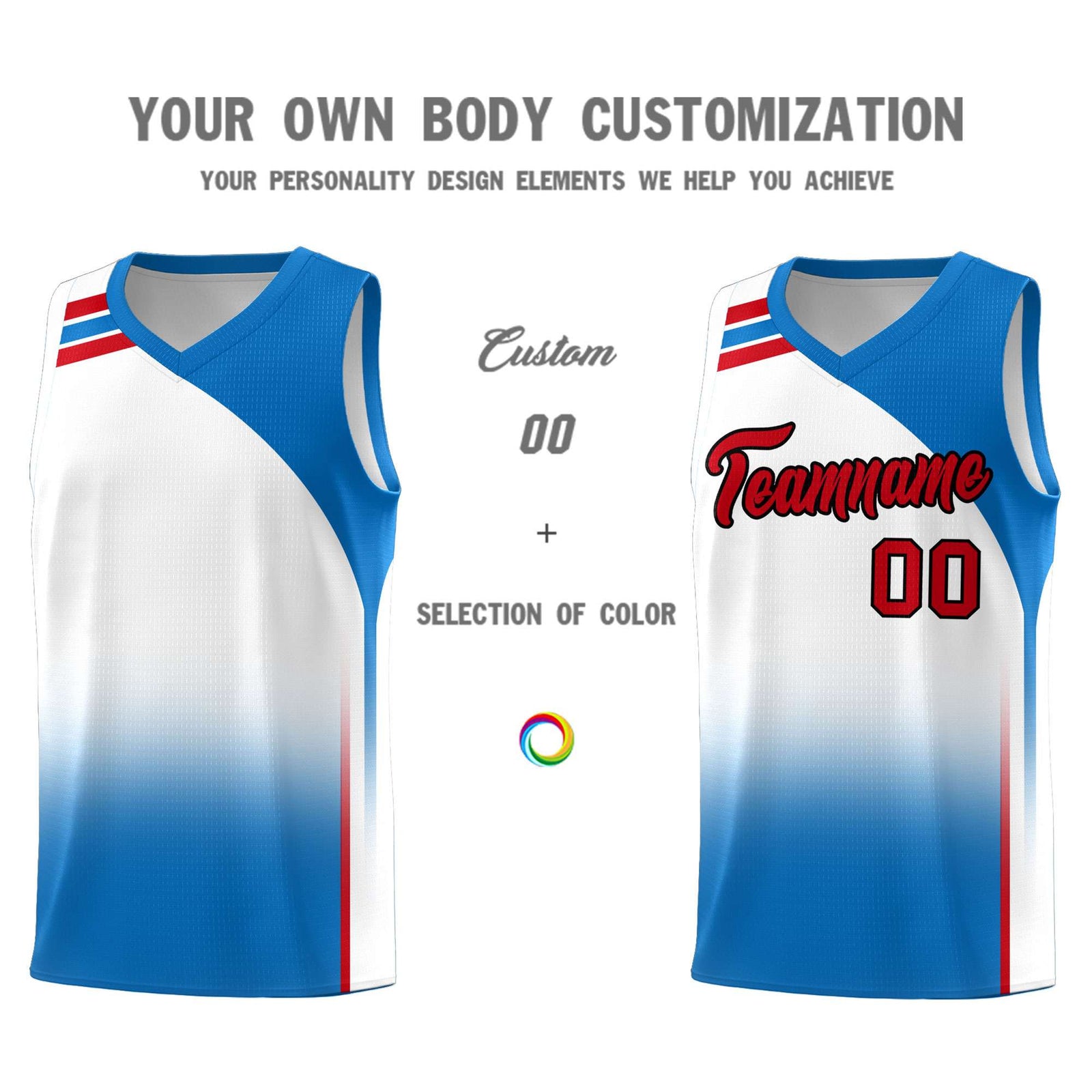 Custom White Royal Gradient Fashion Sets Sports Uniform Basketball Jersey