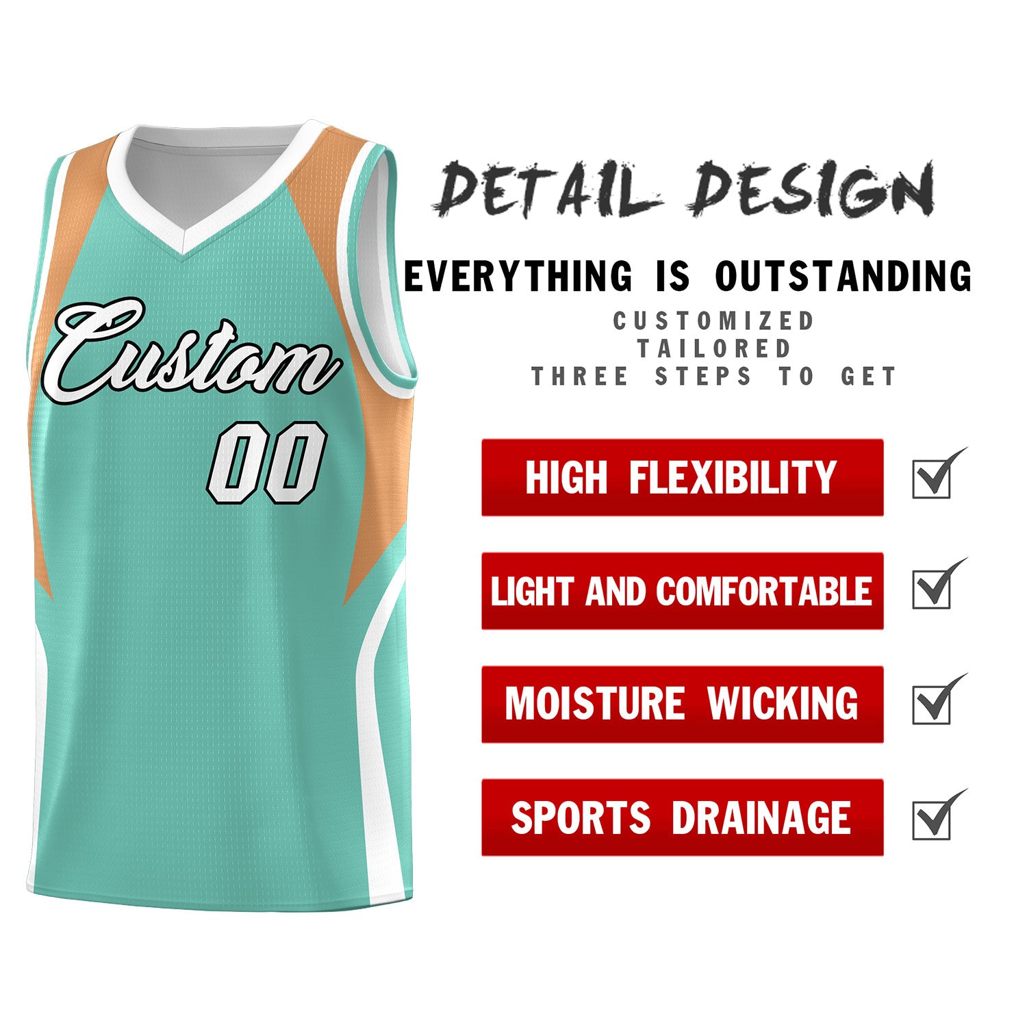 Custom Blue Buckskin Brown and White Color Block Sports Uniform Basketball Jersey
