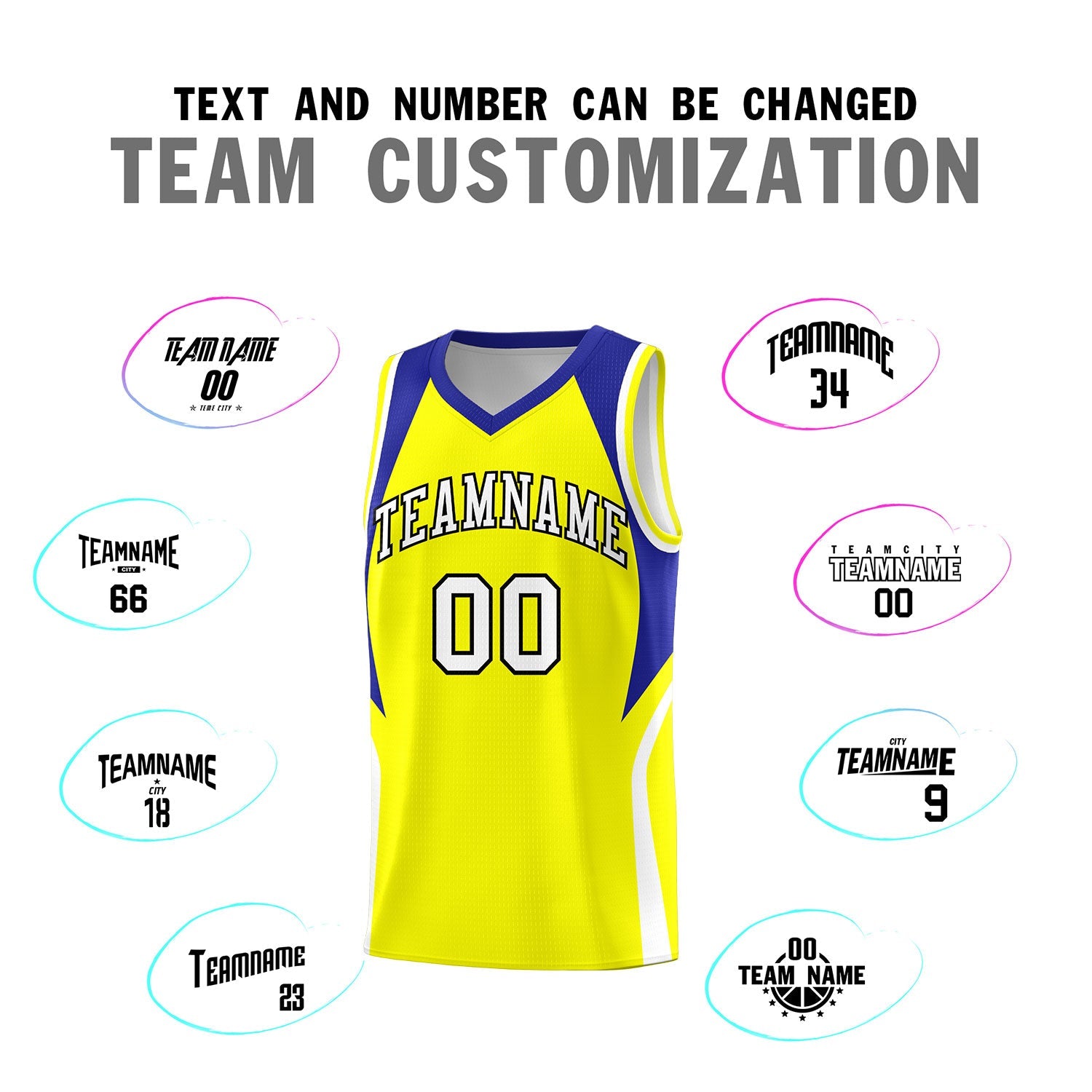 Custom Gold Royal and White Color Block Sports Uniform Basketball Jersey