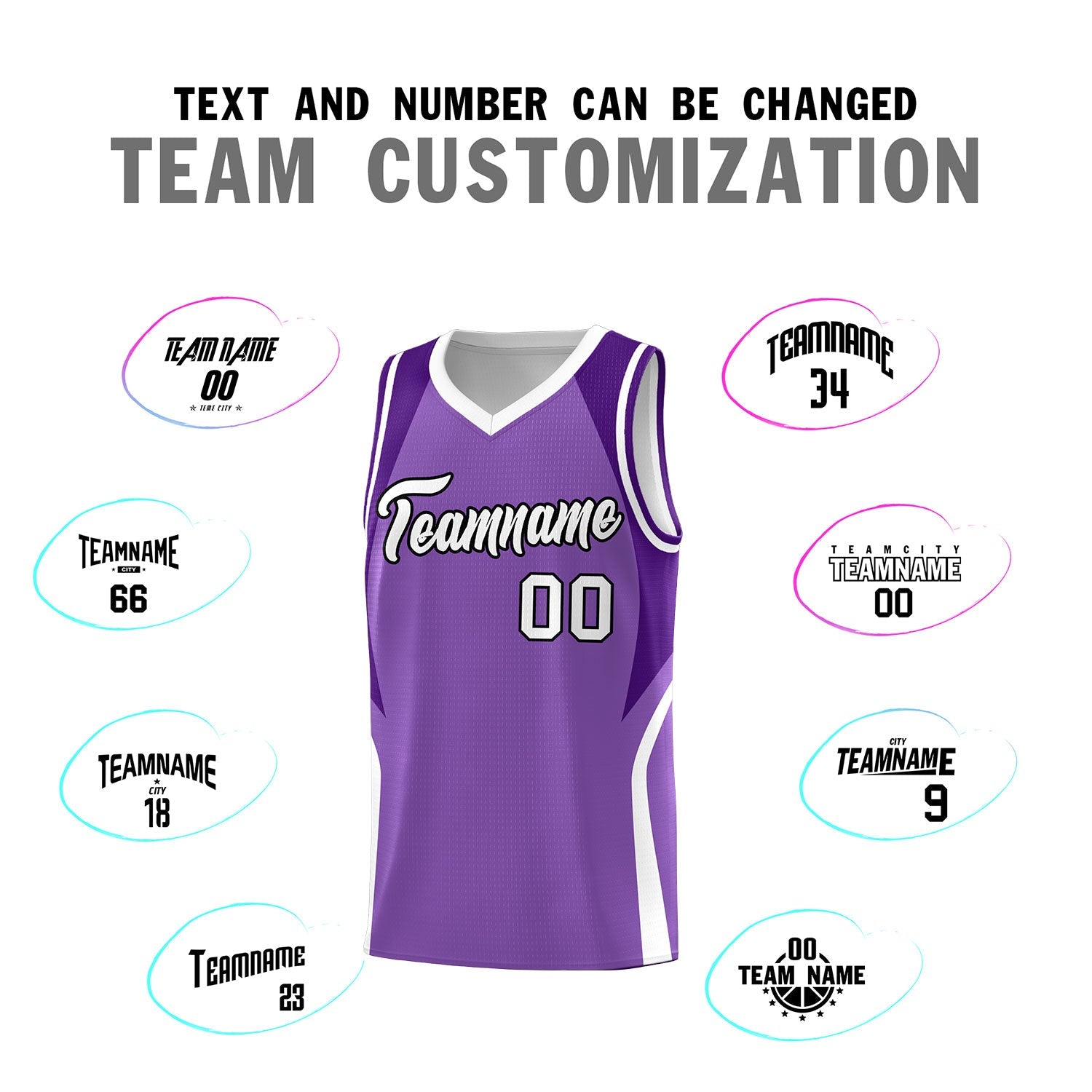 Custom Light Purple Purple and White Color Block Sports Uniform Basketball Jersey
