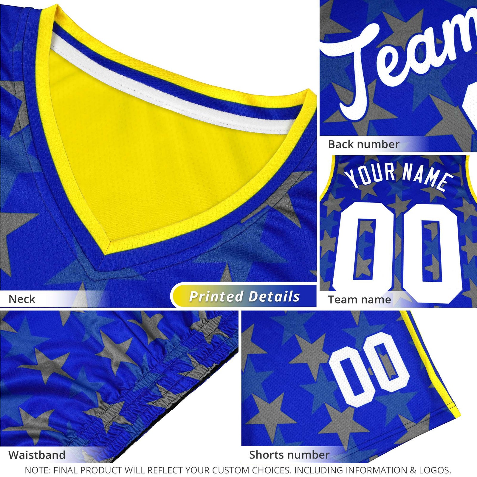 Custom Black Gold Orange and White Color Block Sports Uniform Basketball Jersey