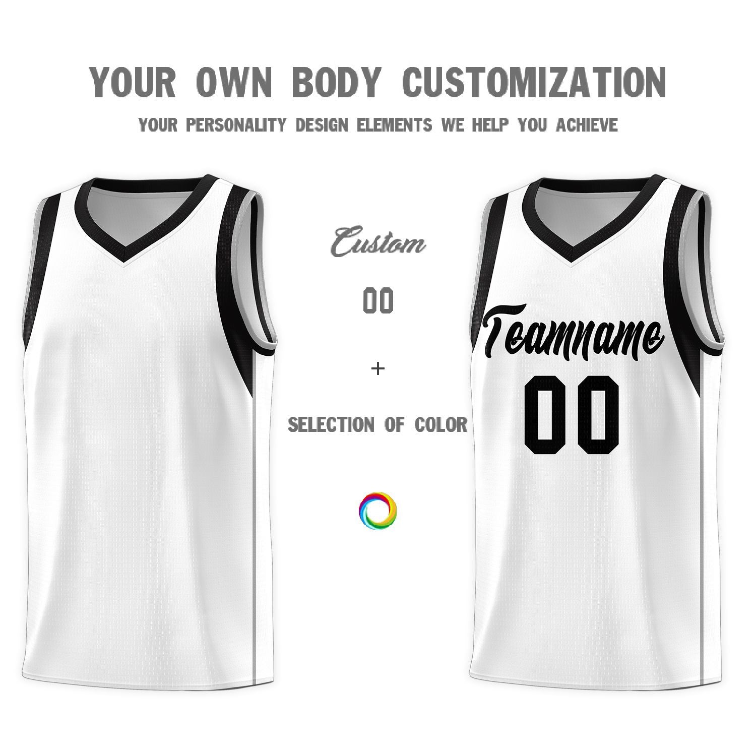 Custom White Black Sleeve Color Blocking Classic Sports Uniform Basketball Jersey