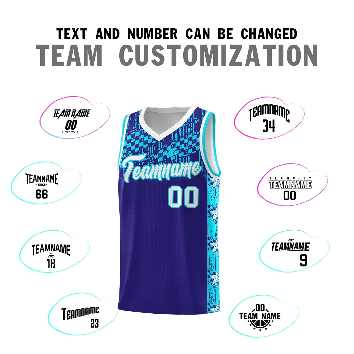 Custom Royal Mosaic Stars Pattern Sports Uniform Basketball Jersey