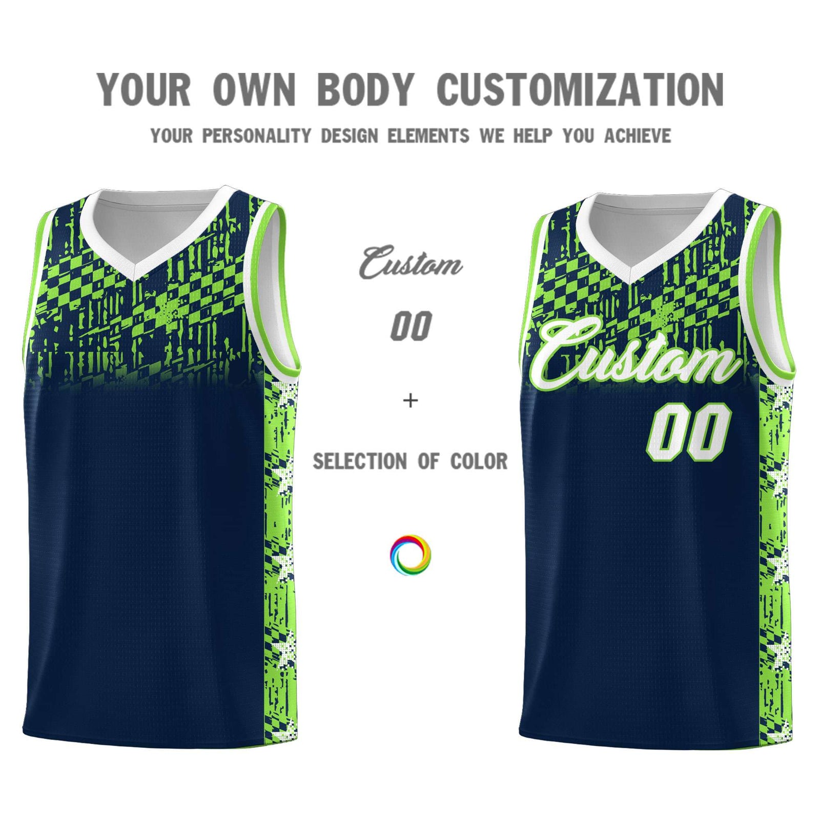 Custom Navy Mosaic Stars Pattern Sports Uniform Basketball Jersey