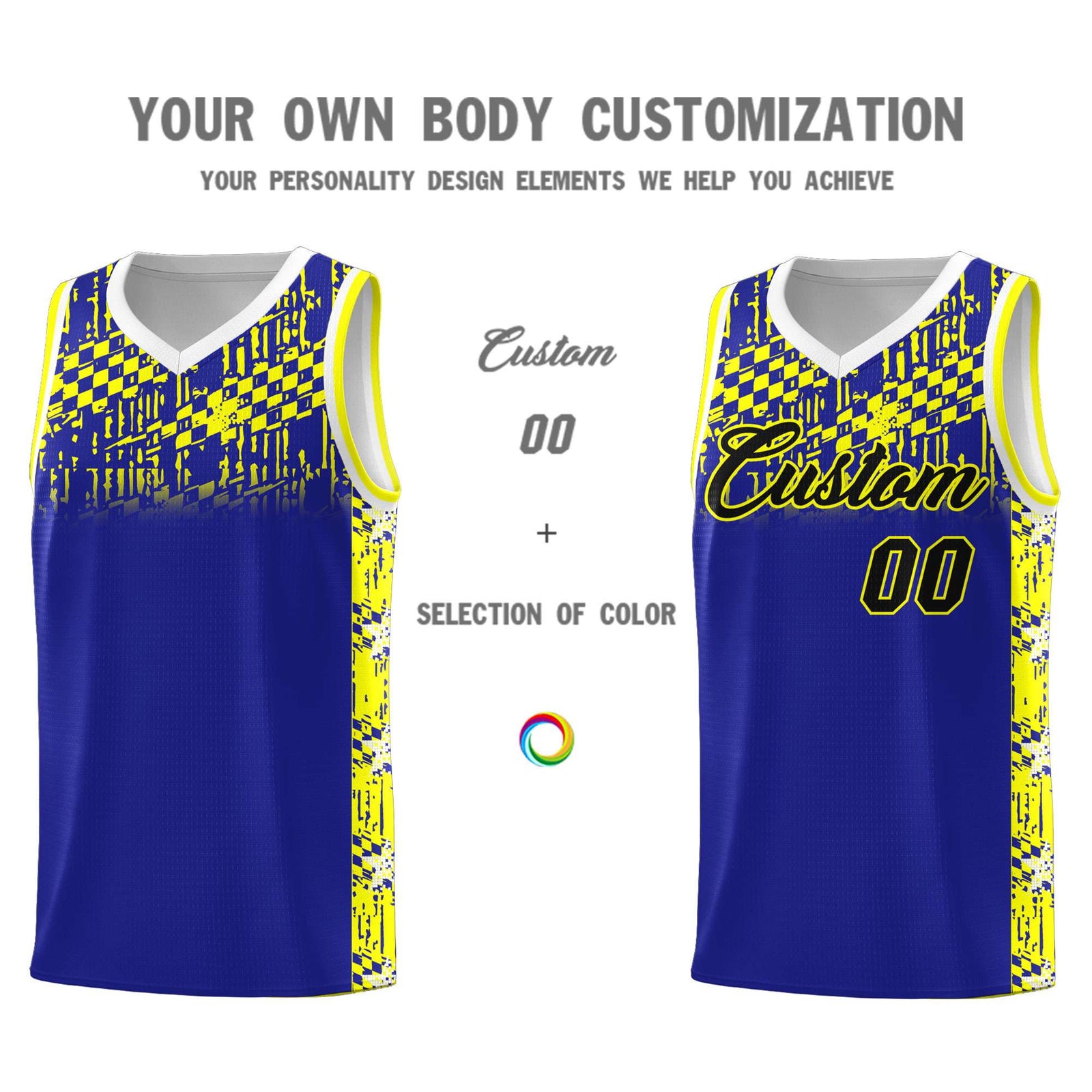 Custom Royal Mosaic Stars Pattern Sports Uniform Basketball Jersey
