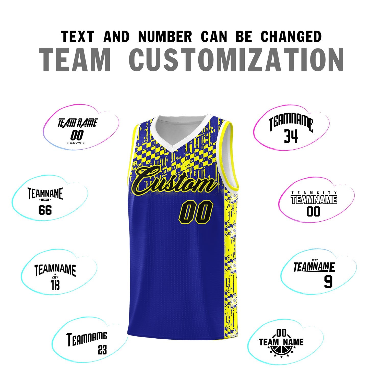 Custom Royal Mosaic Stars Pattern Sports Uniform Basketball Jersey