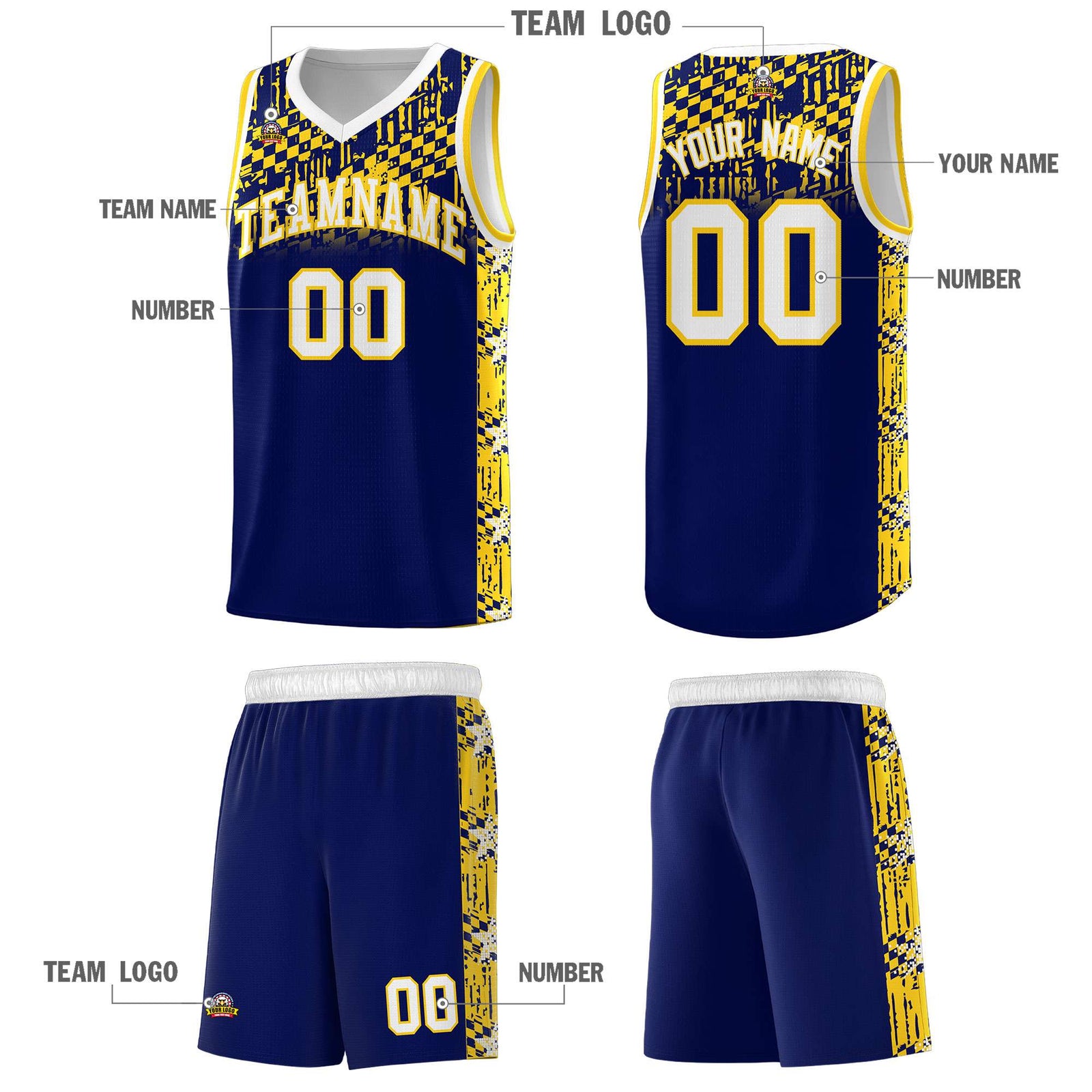 Custom Navy Mosaic Stars Pattern Sports Uniform Basketball Jersey