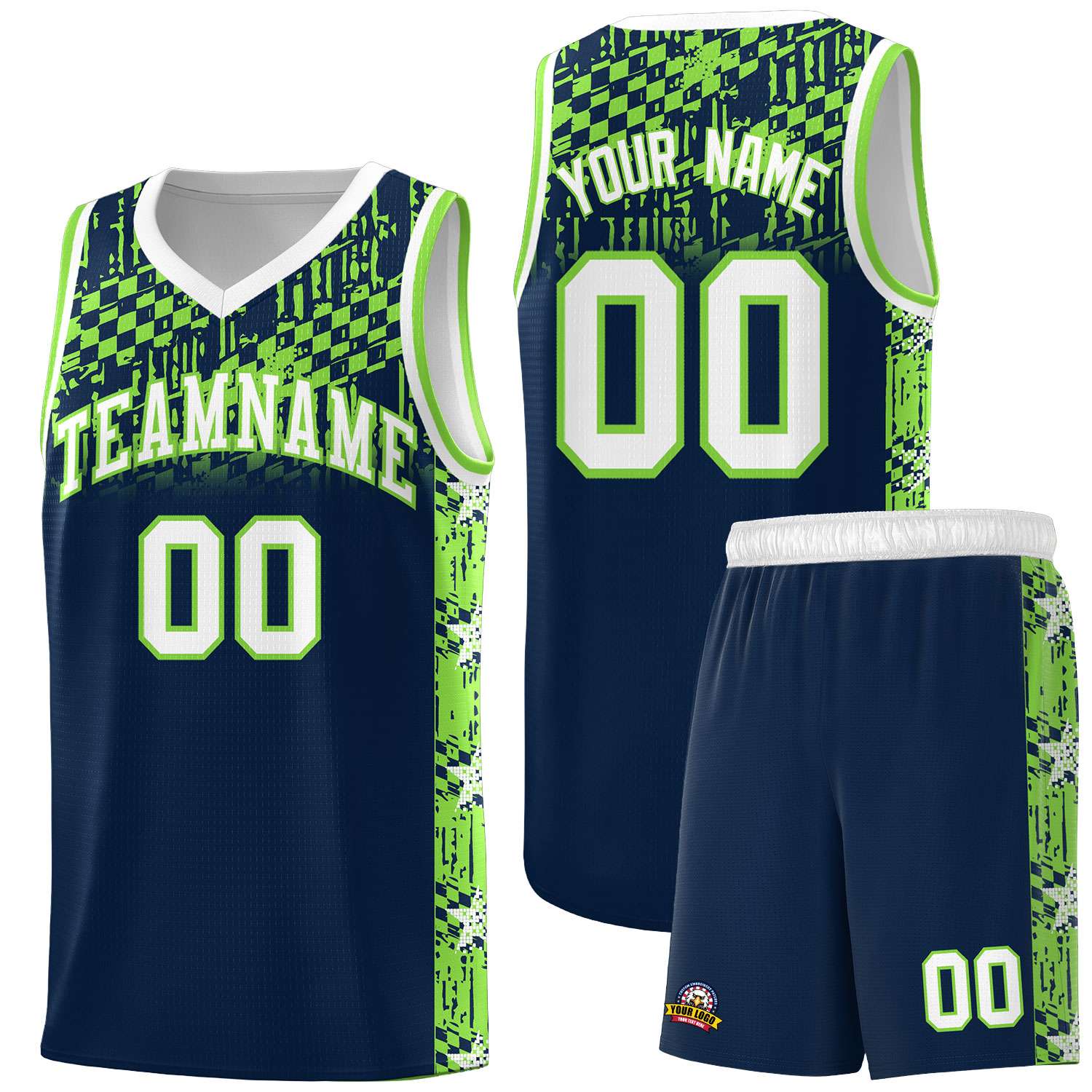 Custom Navy Mosaic Stars Pattern Sports Uniform Basketball Jersey