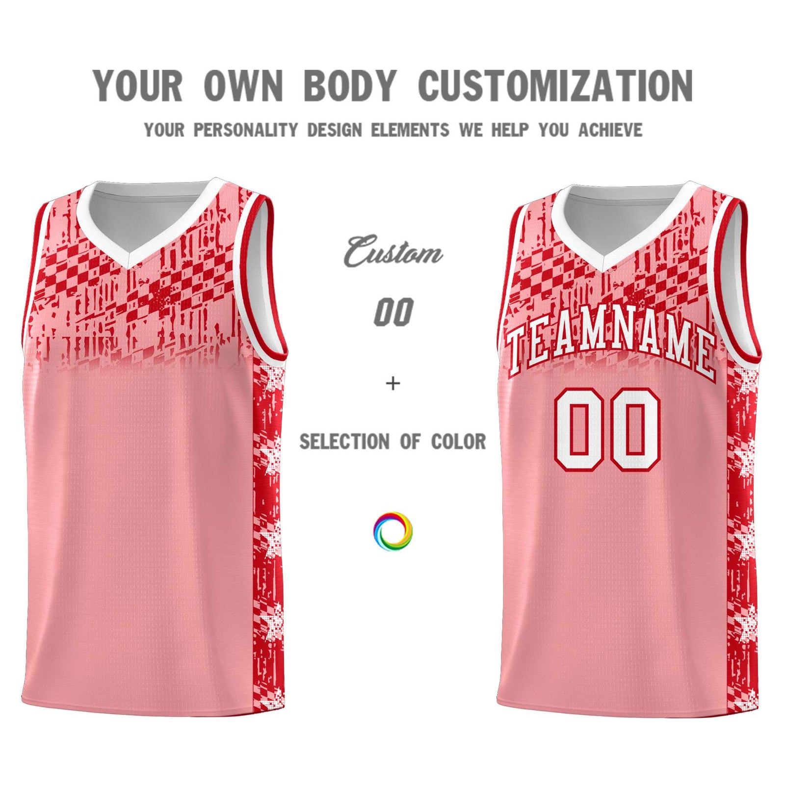 Custom Light Pink Mosaic Stars Pattern Sports Uniform Basketball Jersey