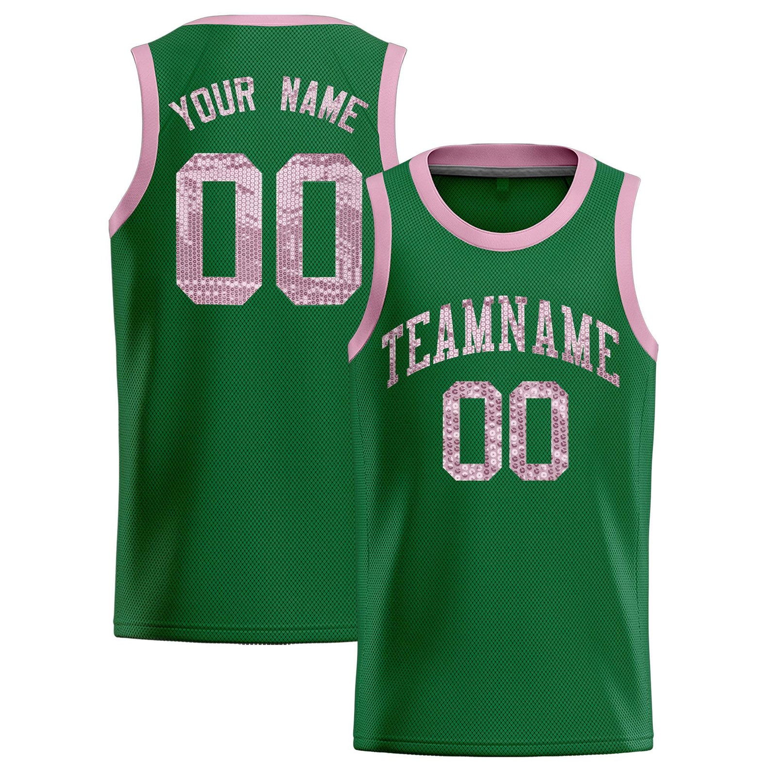 Custom Kelly Green Sequined Tops Athletic Basketball Jersey
