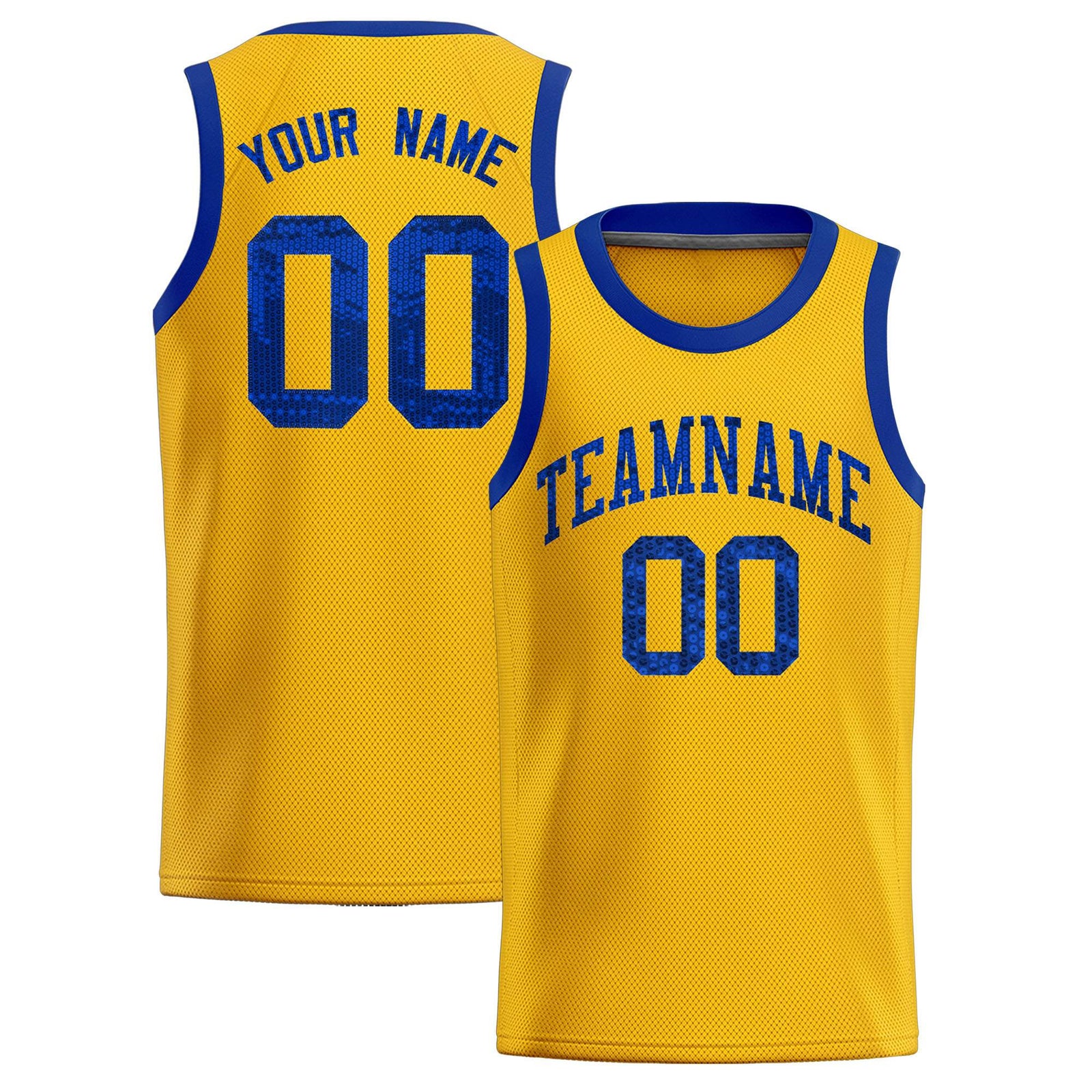 Custom Gold Sequined Tops Athletic Basketball Jersey