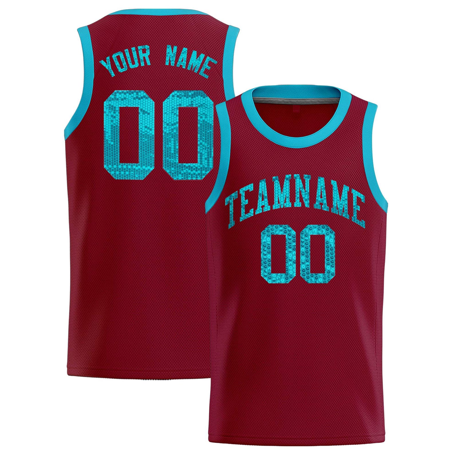 Custom Crimson Sequined Tops Athletic Basketball Jersey