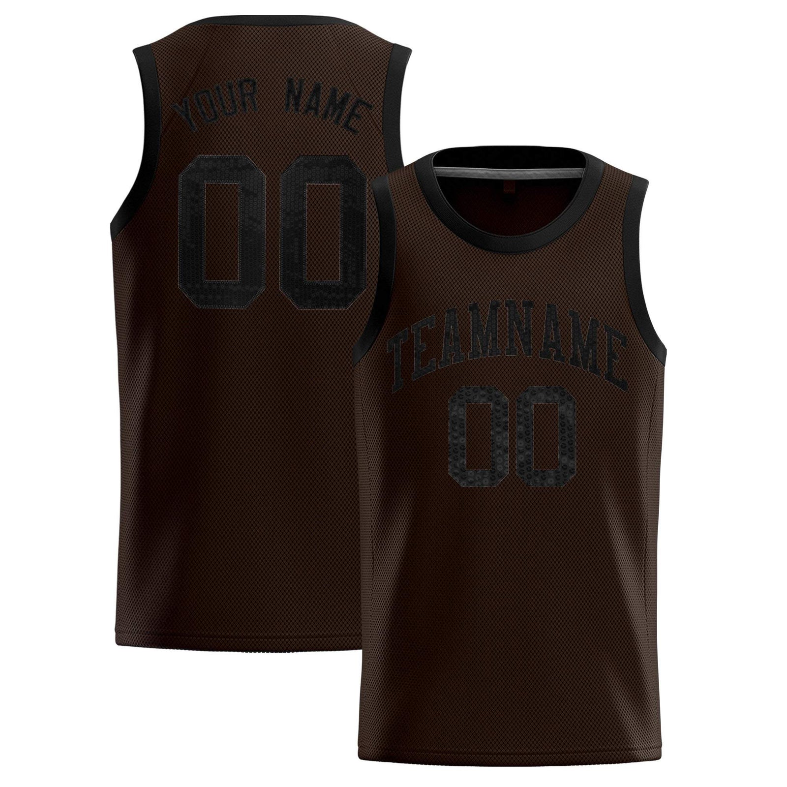 Custom Brown Sequined Tops Athletic Basketball Jersey