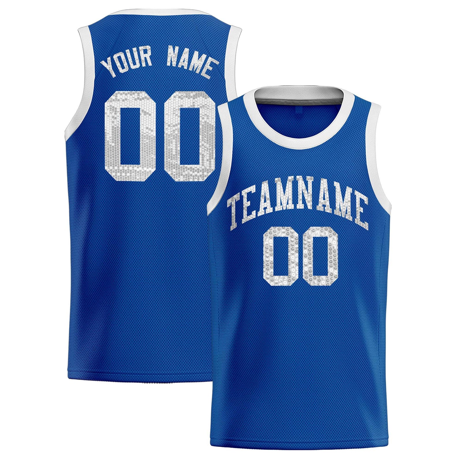 Custom Royal Sequined Tops Athletic Basketball Jersey