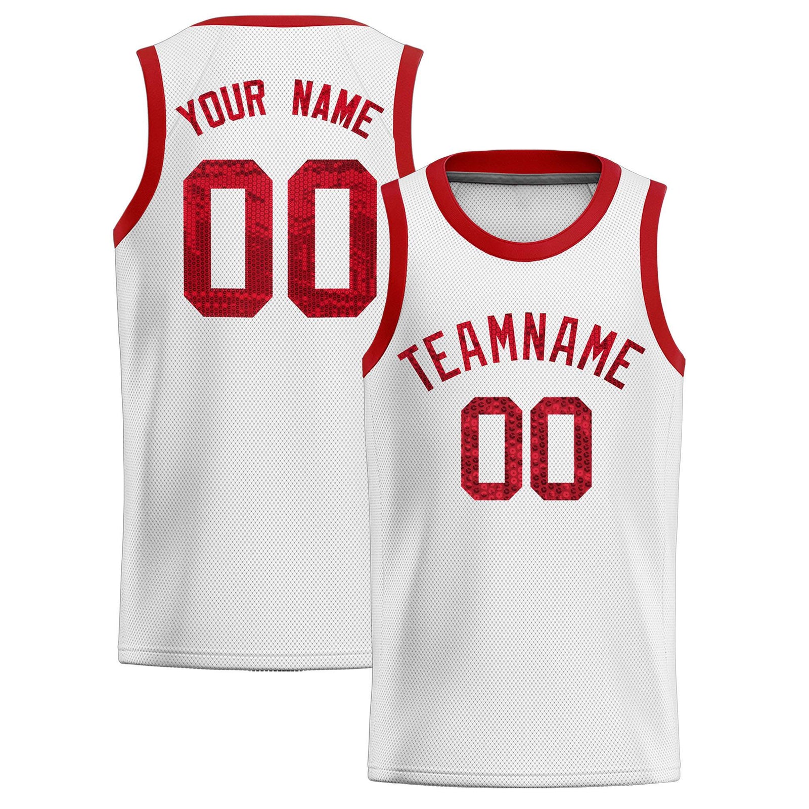 Custom White Sequined Tops Athletic Basketball Jersey