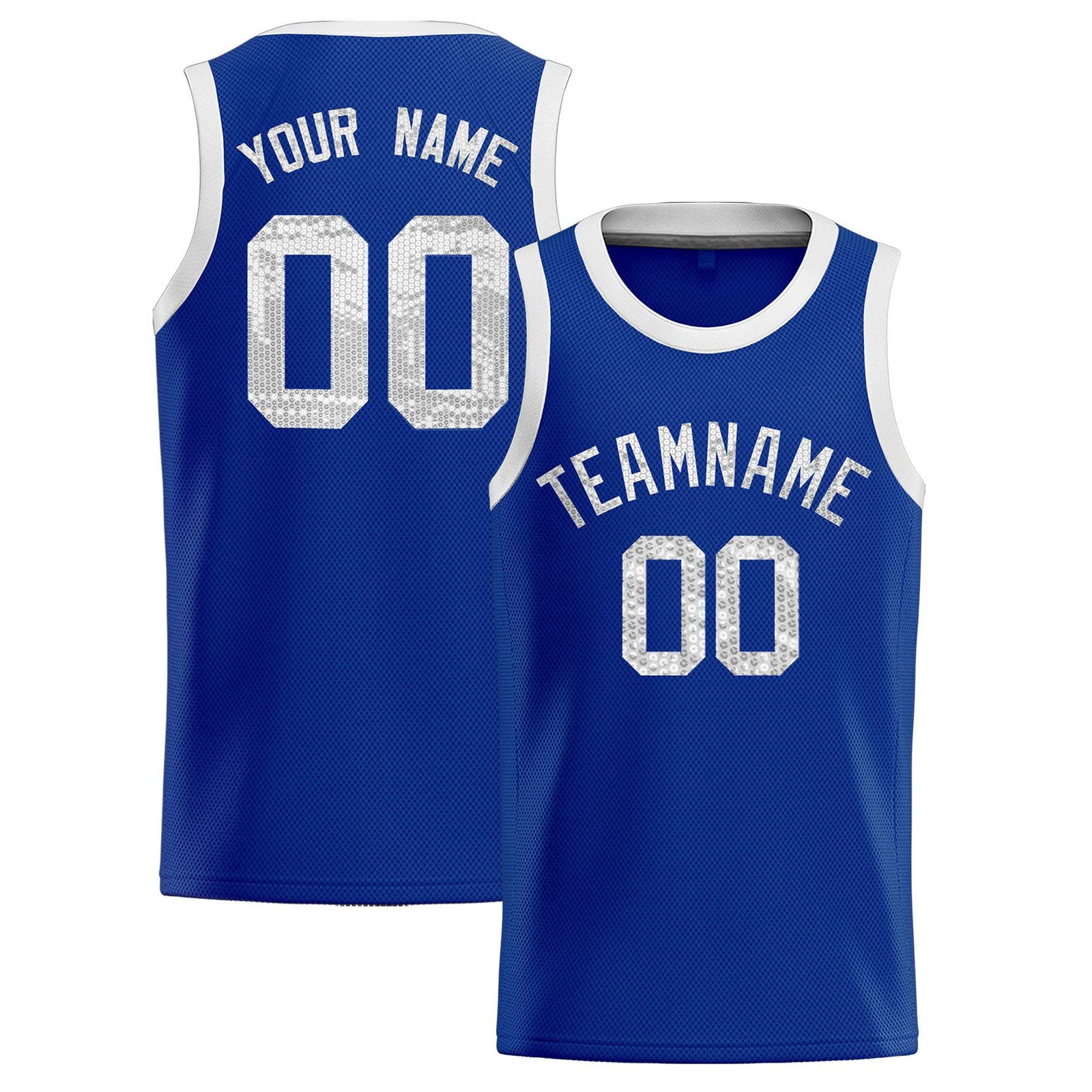 Custom Royal Sequined Tops Athletic Basketball Jersey
