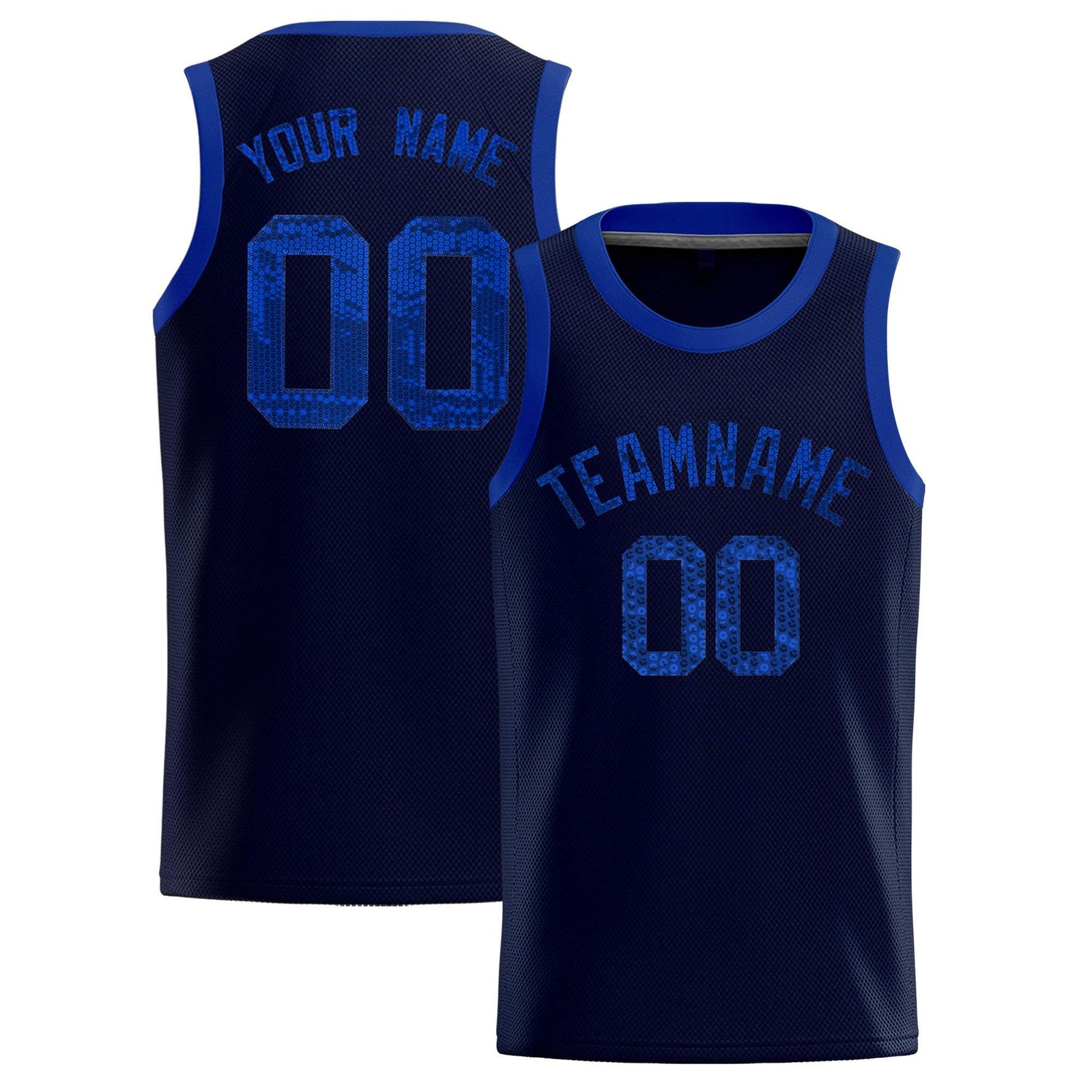 Custom Navy Sequined Tops Athletic Basketball Jersey