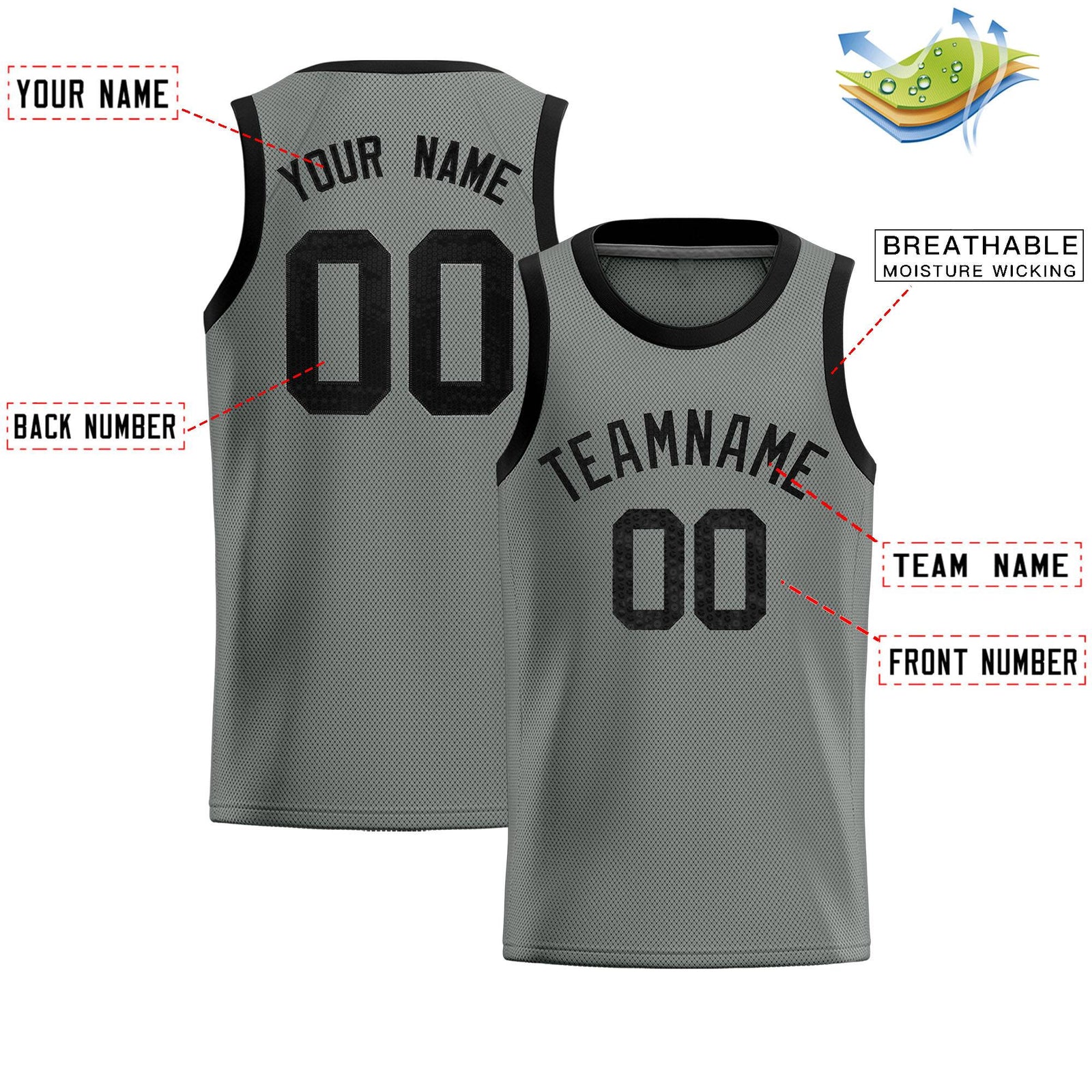 Custom Gray Sequined Tops Athletic Basketball Jersey