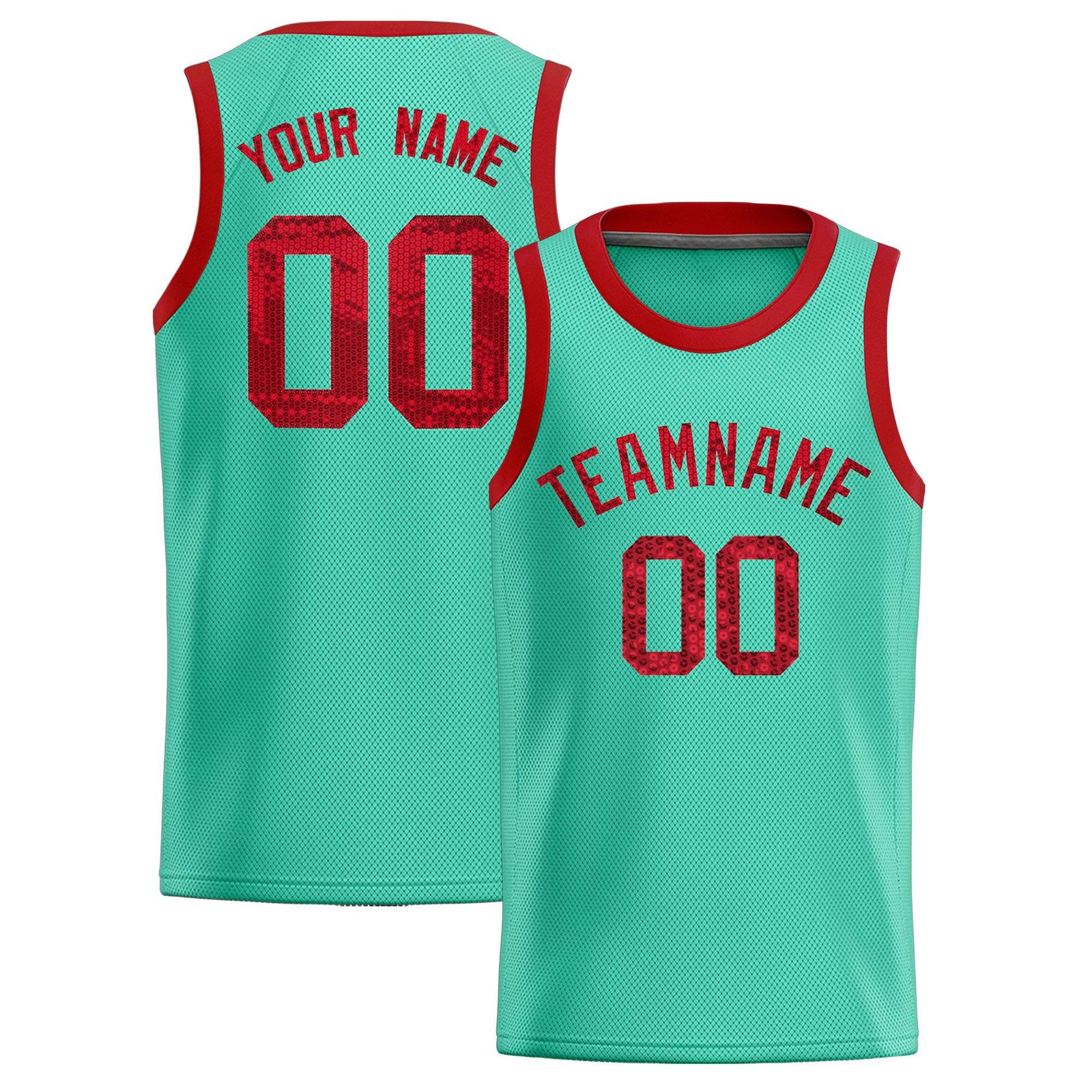 Custom Bright Green Sequined Tops Athletic Basketball Jersey