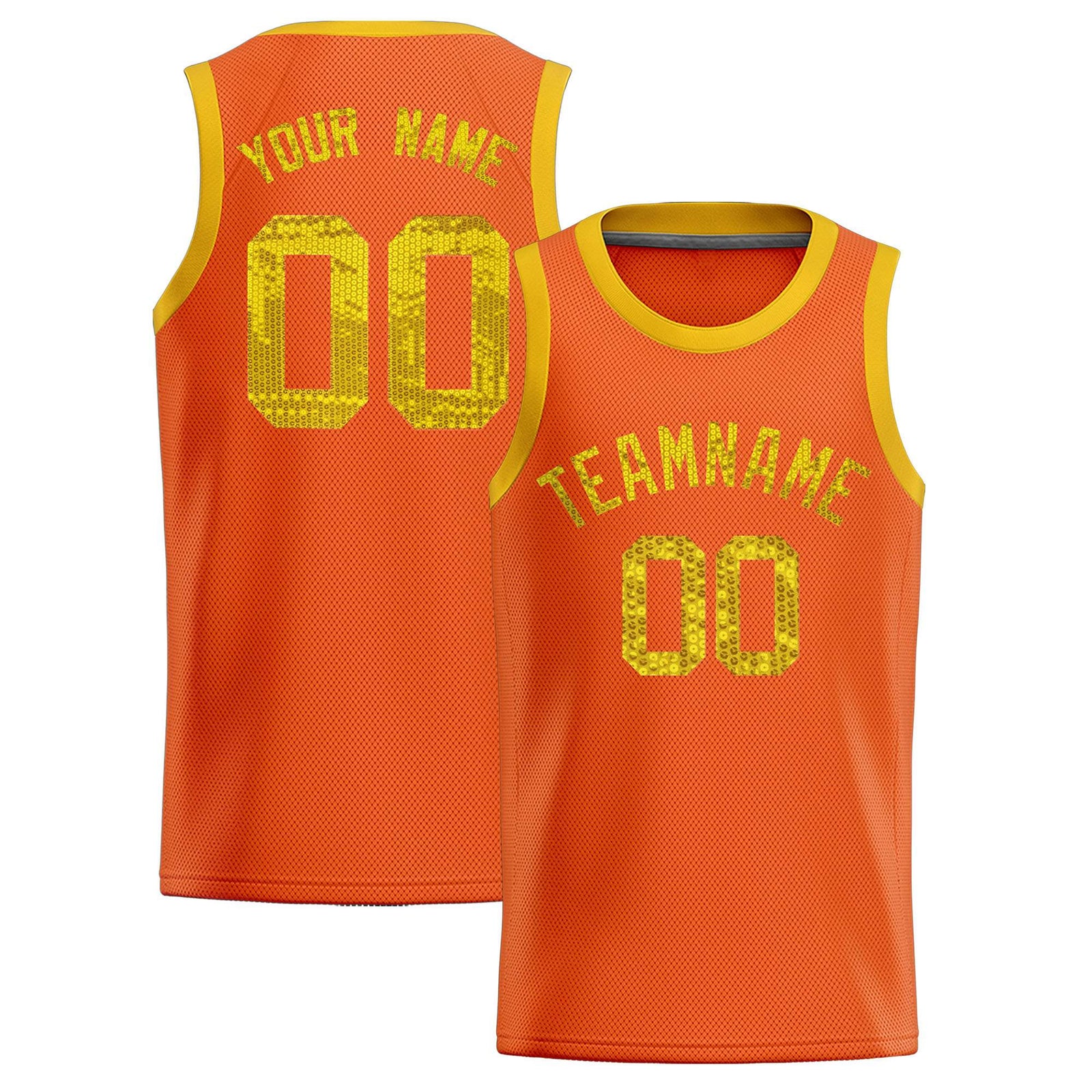 Custom Orange Sequined Tops Athletic Basketball Jersey